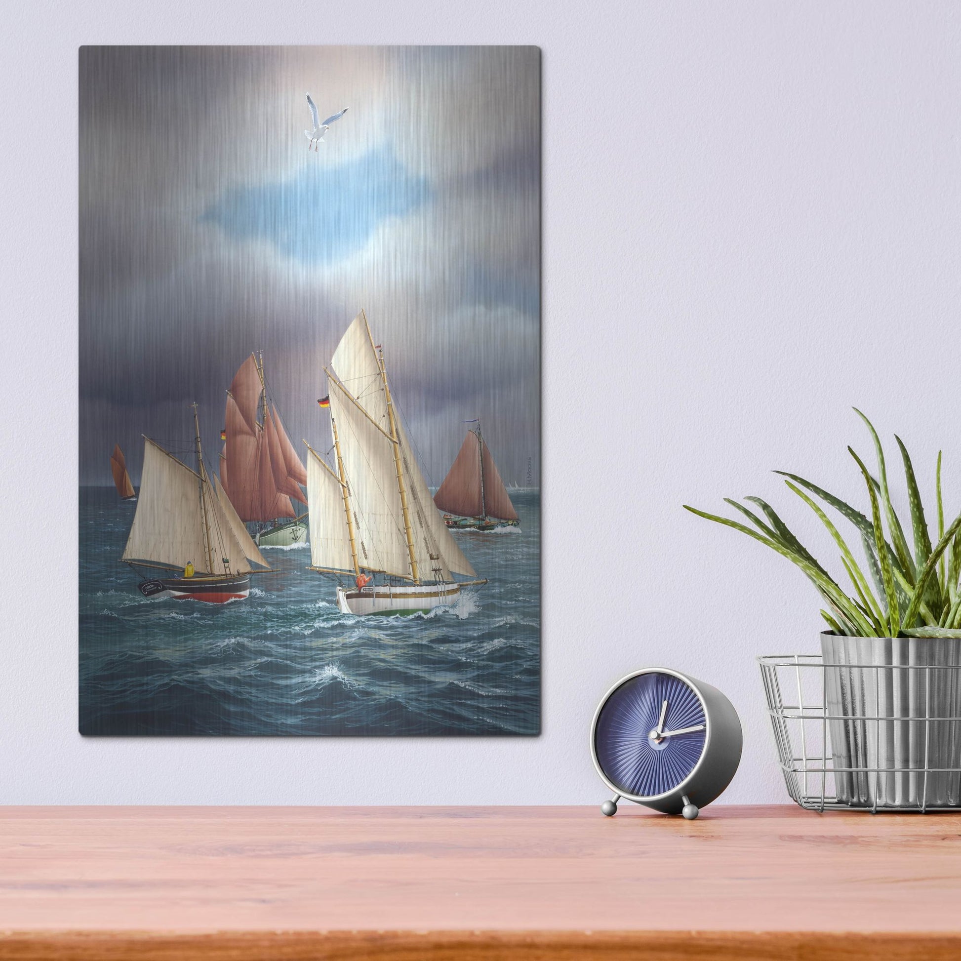 Luxe Metal Art 'Sailing Oldtimers' by Harro Maass, Metal Wall Art,12x16