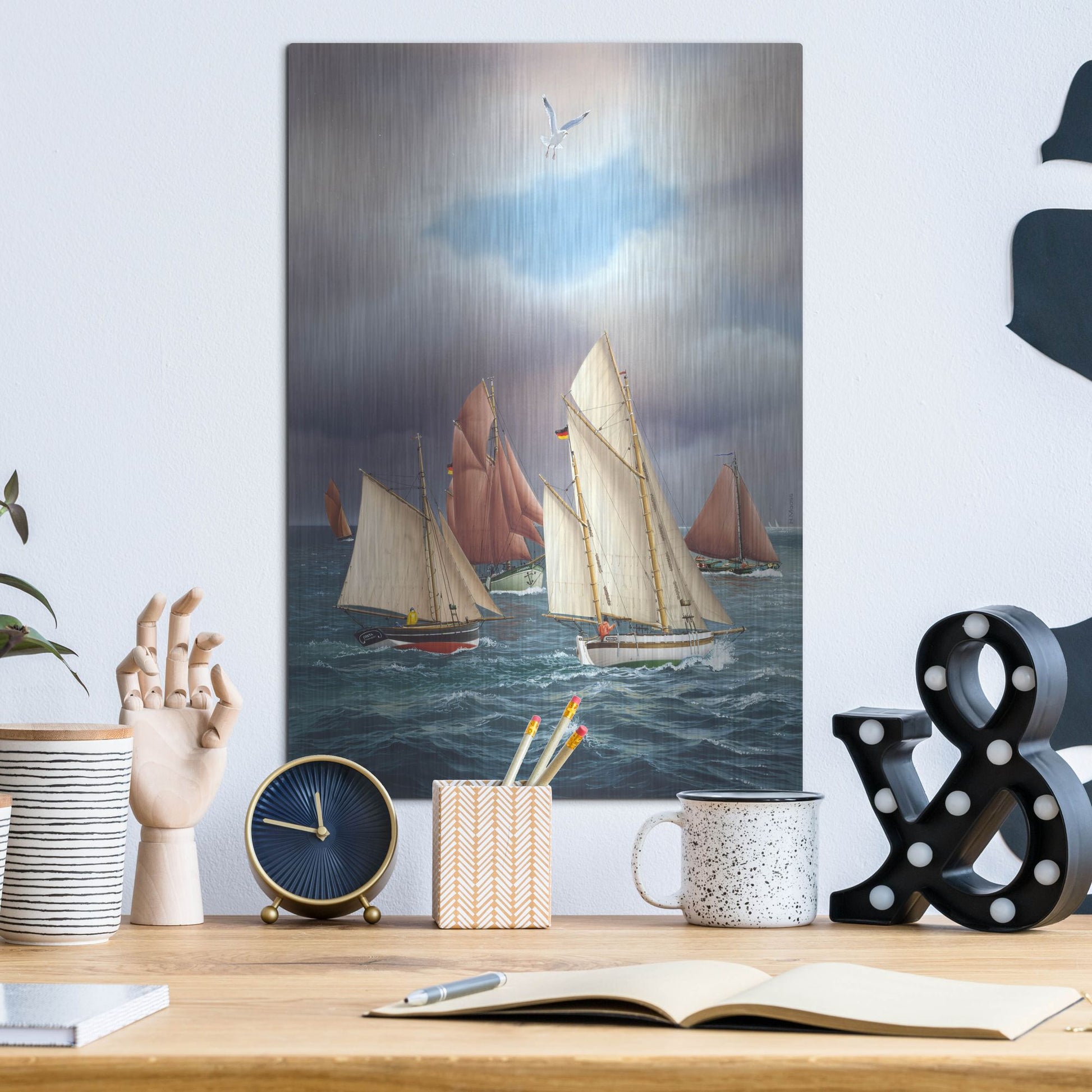 Luxe Metal Art 'Sailing Oldtimers' by Harro Maass, Metal Wall Art,12x16