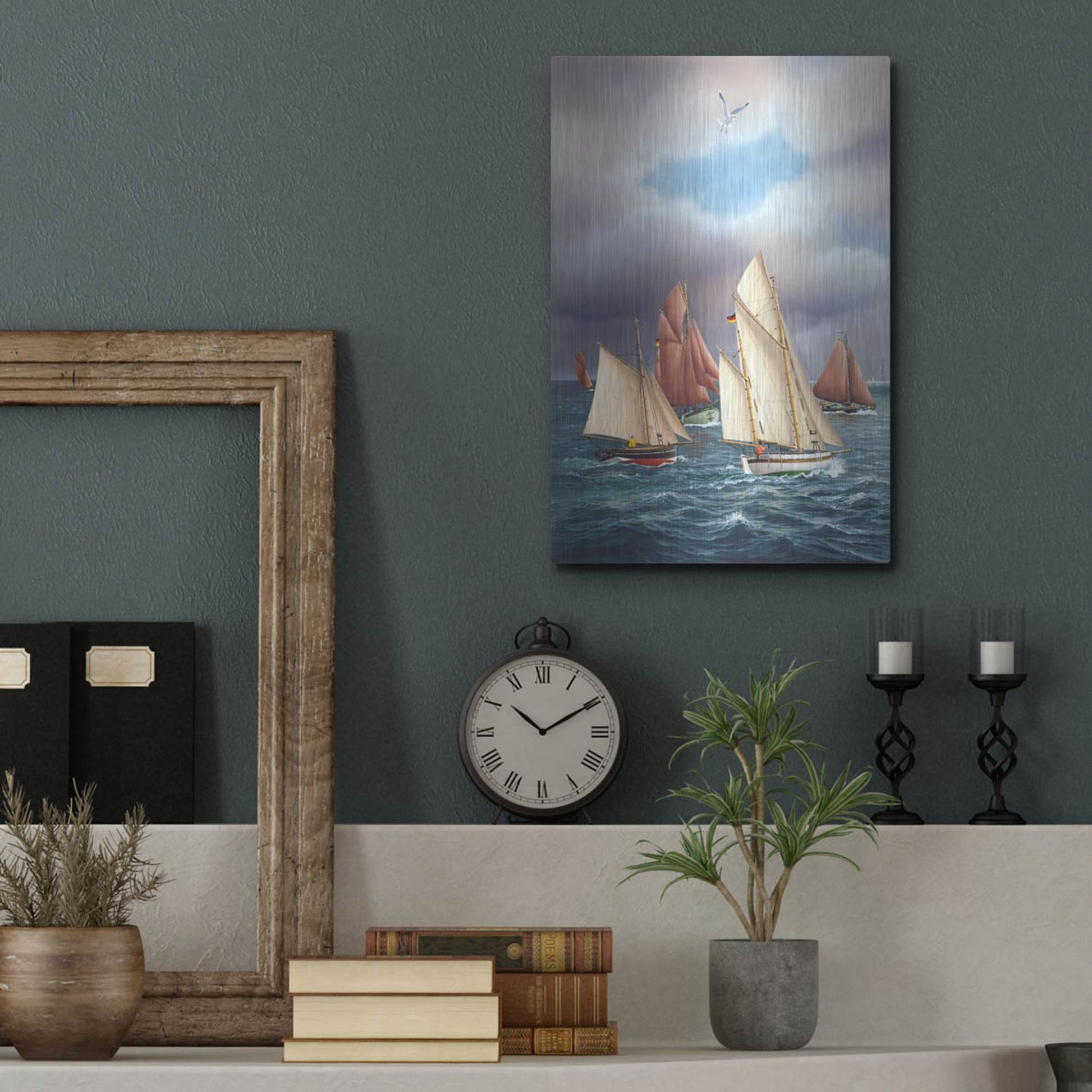 Luxe Metal Art 'Sailing Oldtimers' by Harro Maass, Metal Wall Art,12x16