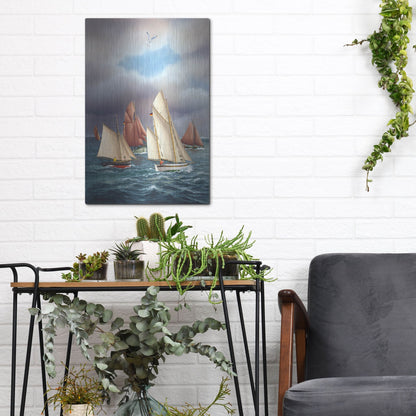 Luxe Metal Art 'Sailing Oldtimers' by Harro Maass, Metal Wall Art,12x16