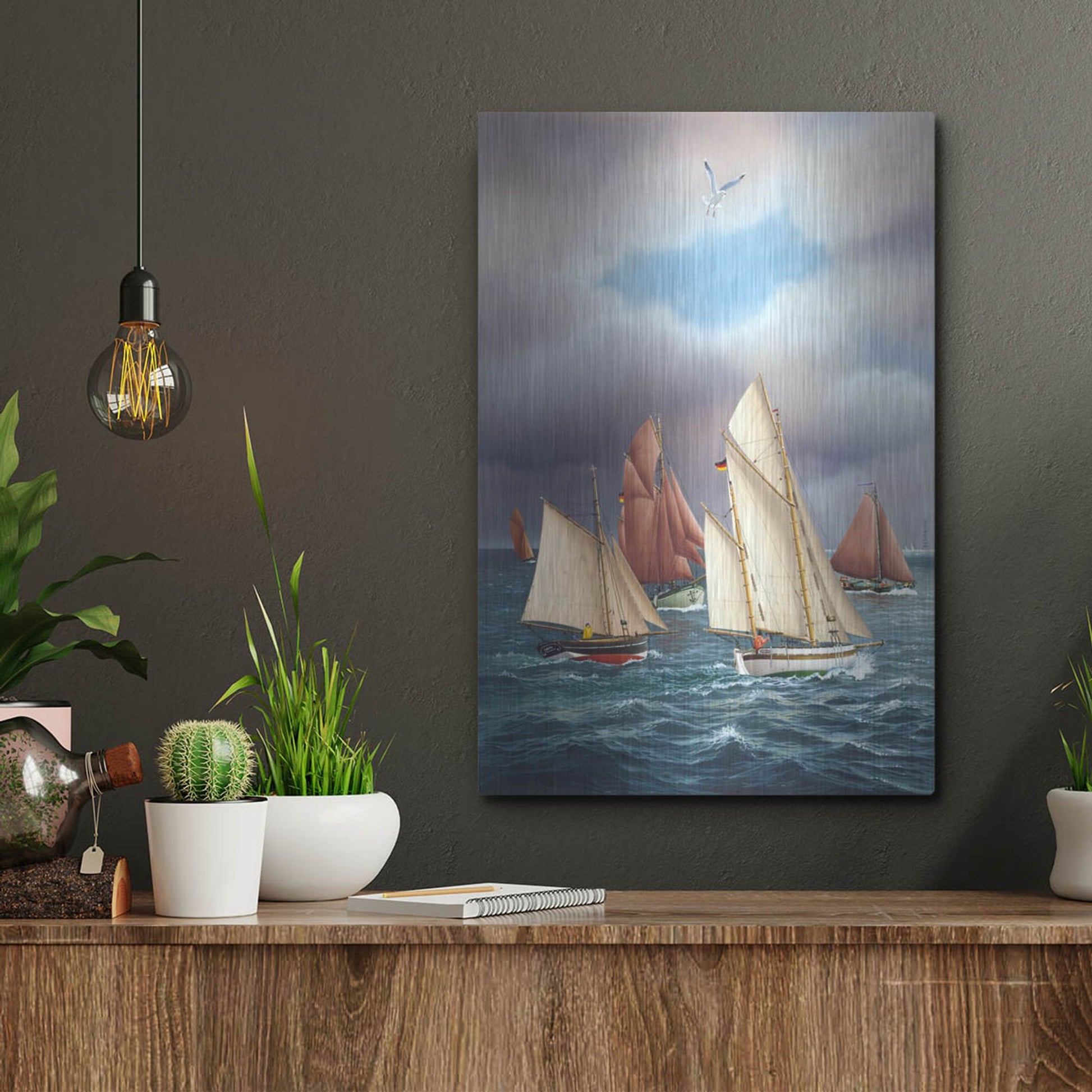 Luxe Metal Art 'Sailing Oldtimers' by Harro Maass, Metal Wall Art,12x16