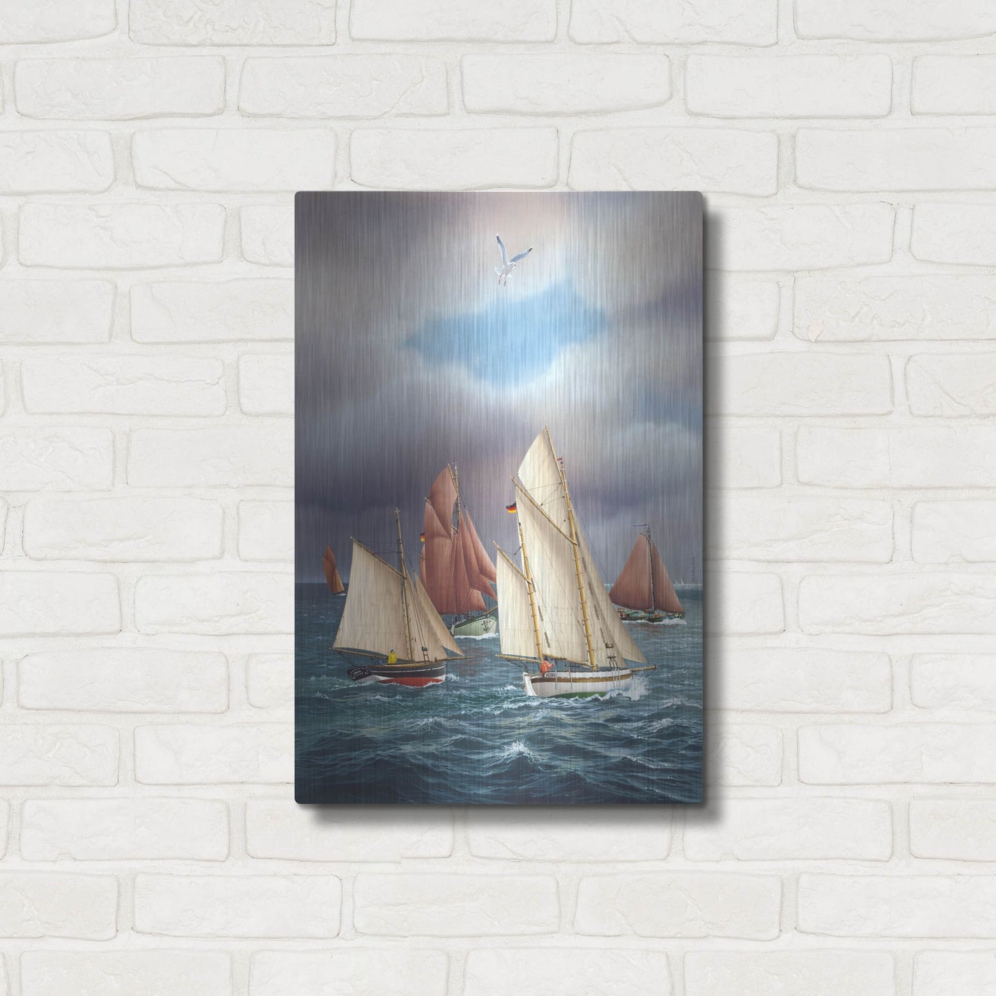 Luxe Metal Art 'Sailing Oldtimers' by Harro Maass, Metal Wall Art,16x24