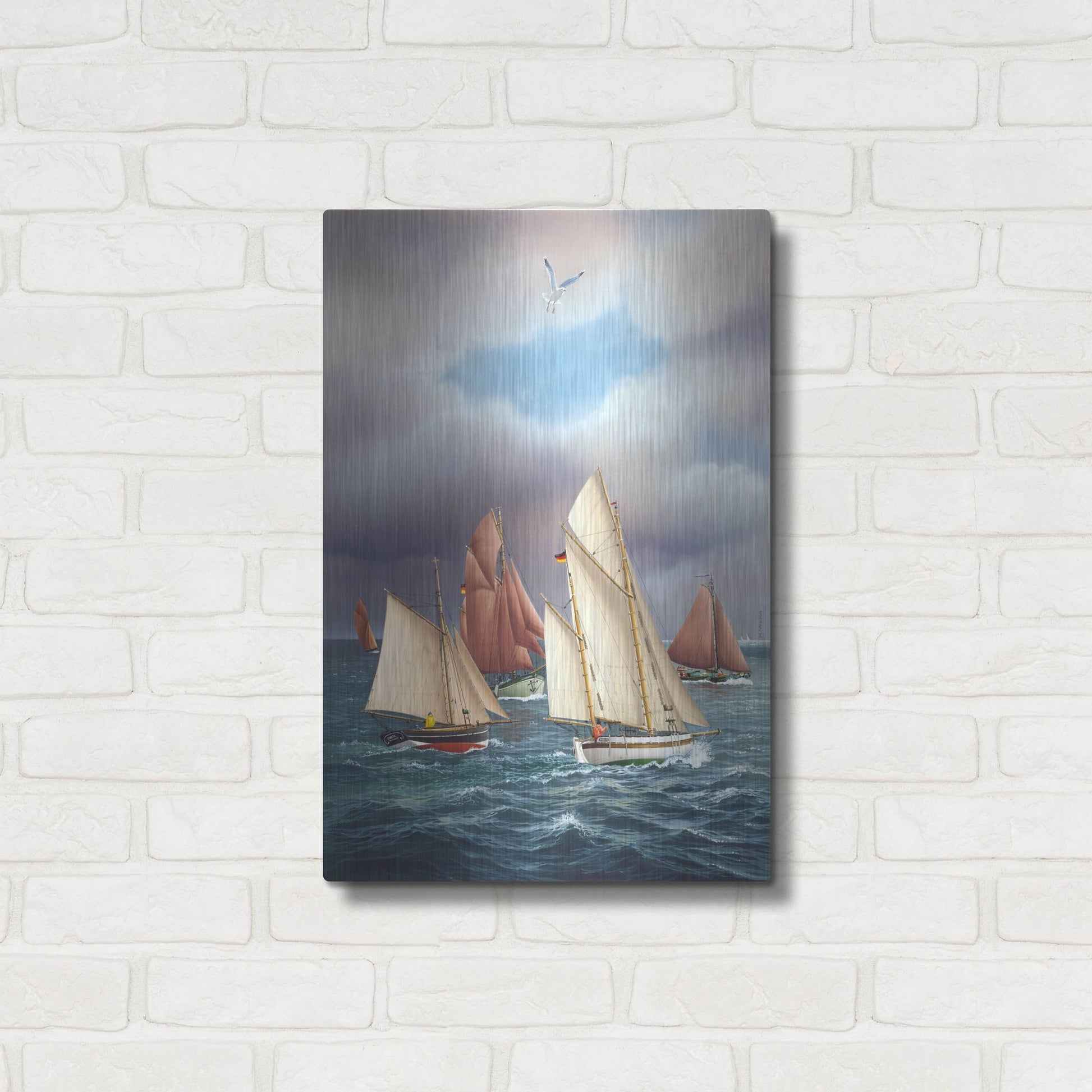 Luxe Metal Art 'Sailing Oldtimers' by Harro Maass, Metal Wall Art,16x24