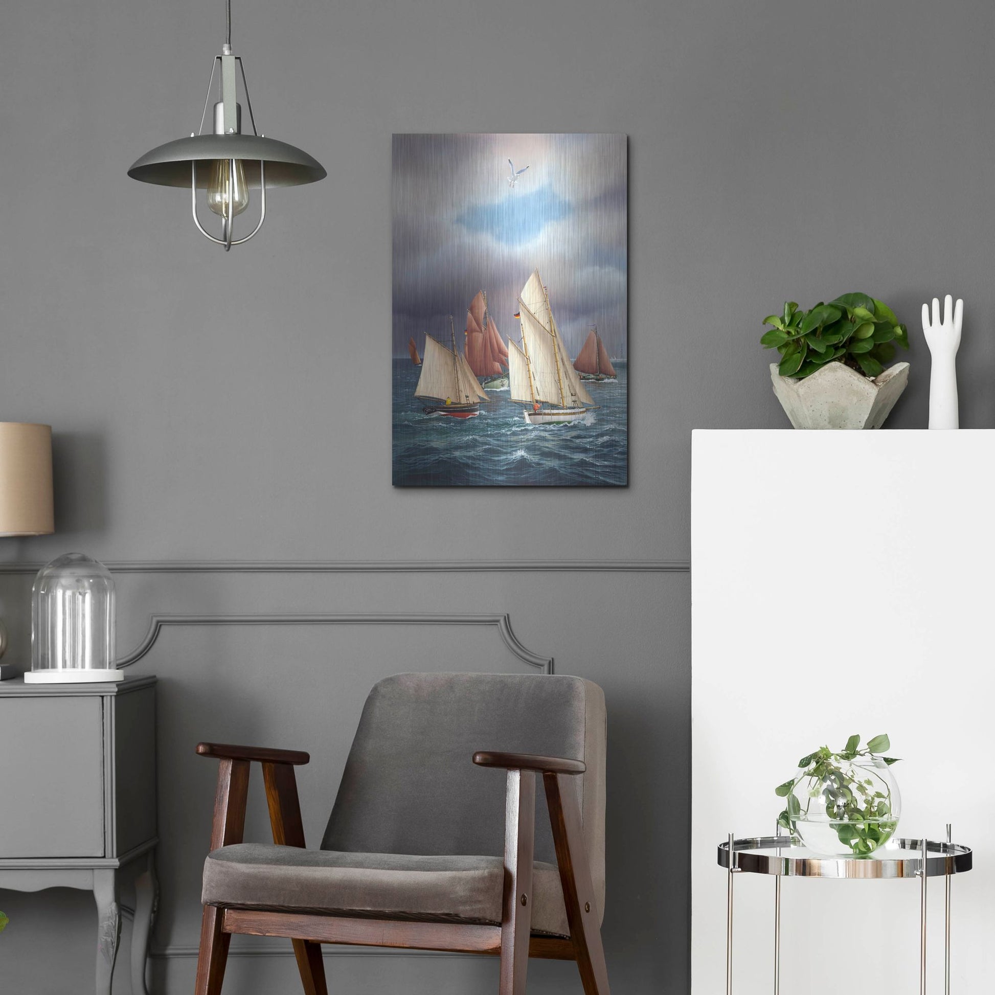 Luxe Metal Art 'Sailing Oldtimers' by Harro Maass, Metal Wall Art,16x24