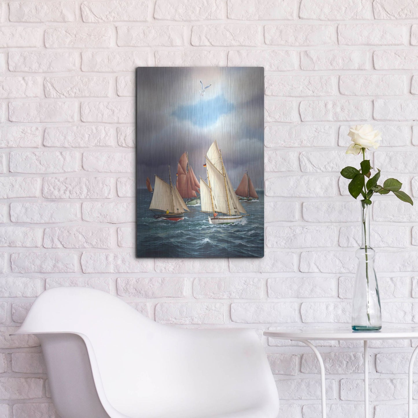 Luxe Metal Art 'Sailing Oldtimers' by Harro Maass, Metal Wall Art,16x24