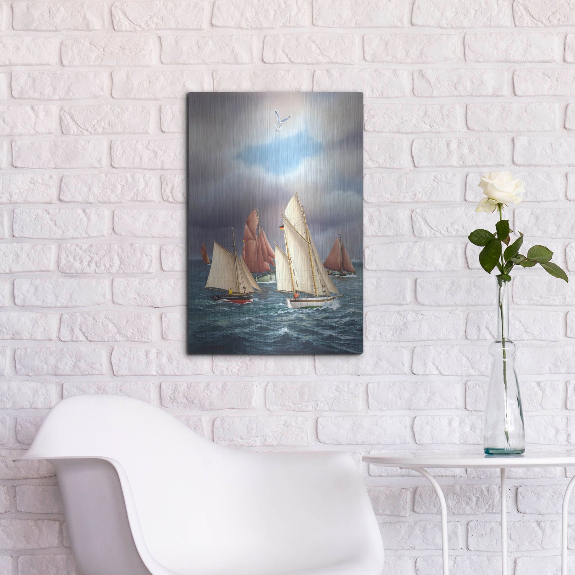 Luxe Metal Art 'Sailing Oldtimers' by Harro Maass, Metal Wall Art,16x24