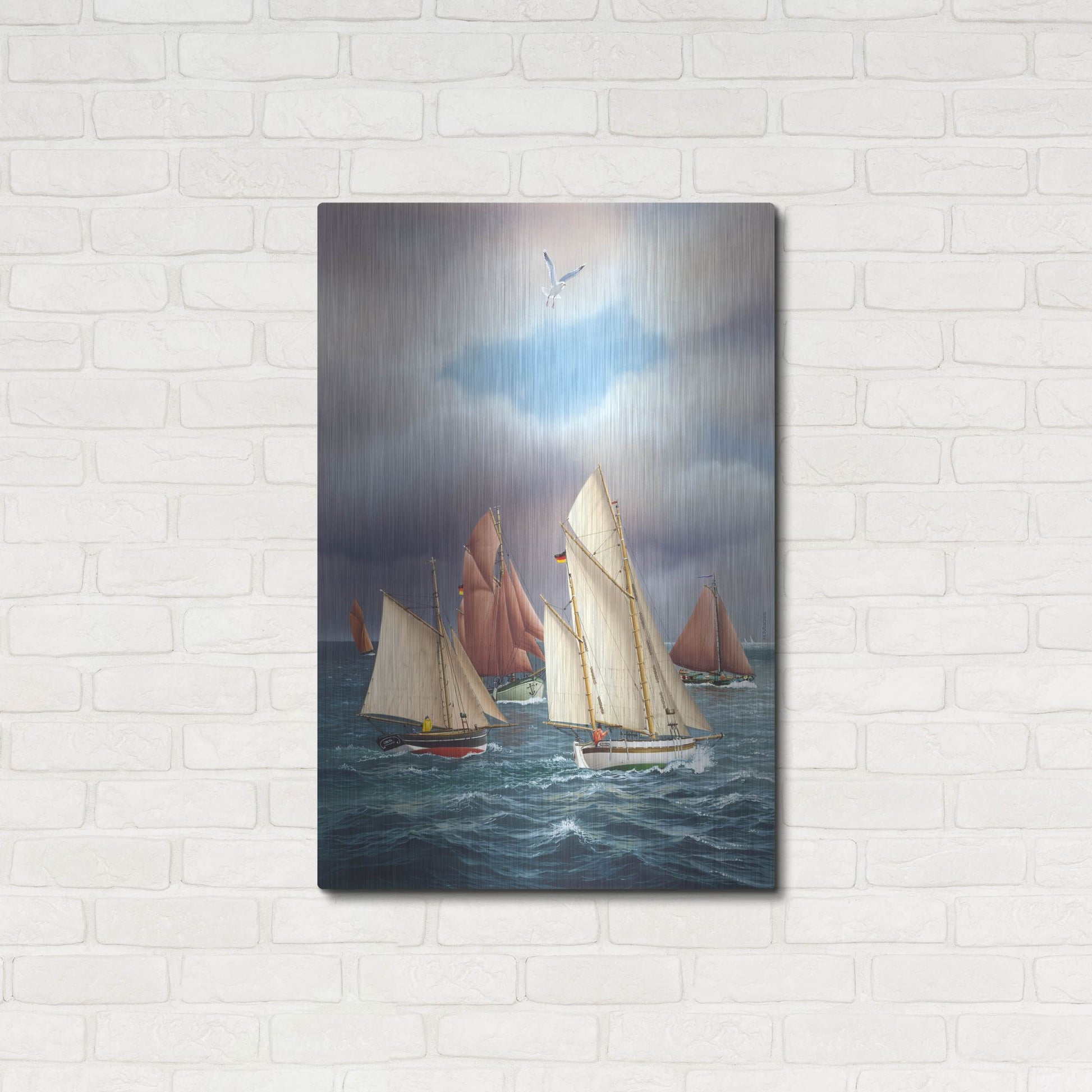 Luxe Metal Art 'Sailing Oldtimers' by Harro Maass, Metal Wall Art,24x36