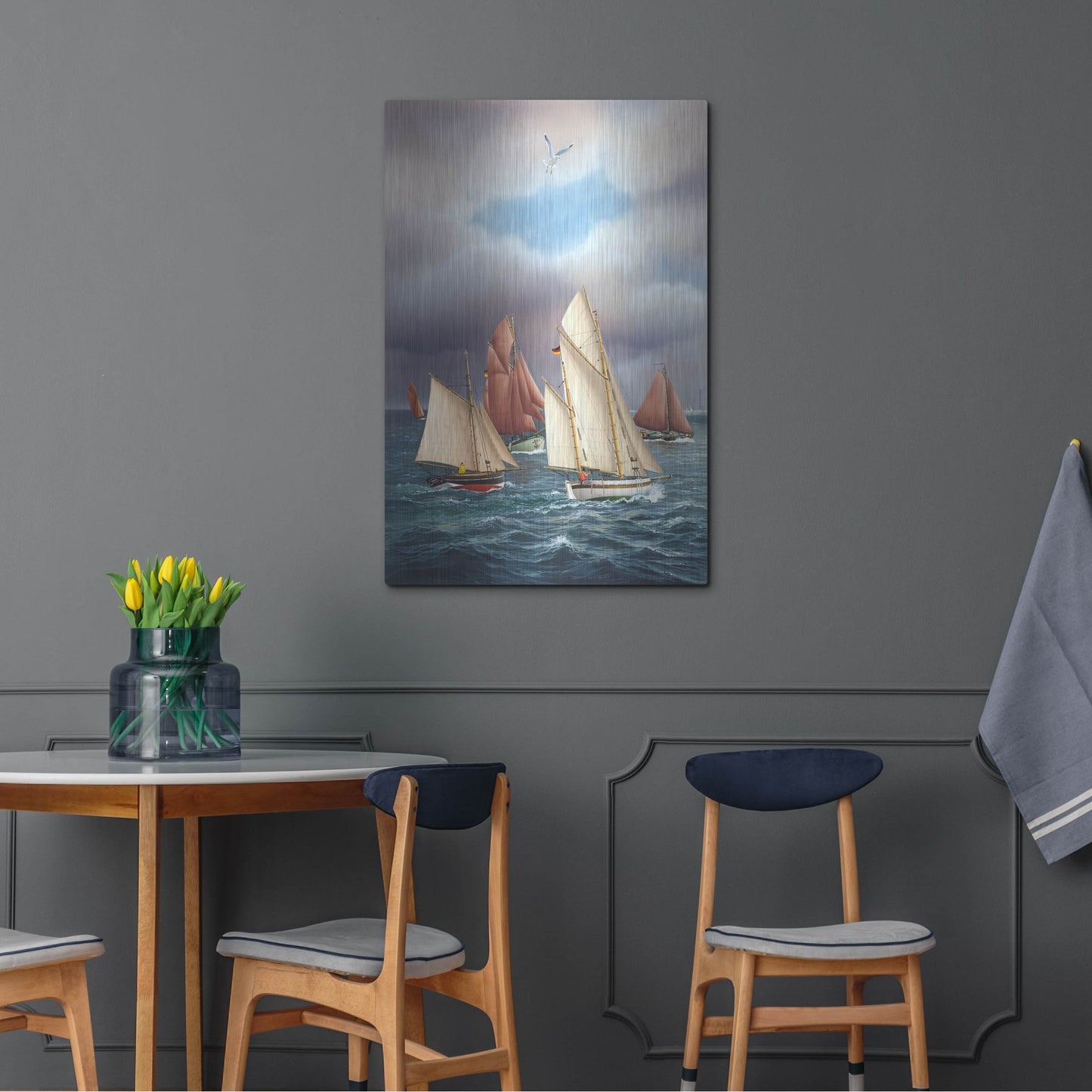 Luxe Metal Art 'Sailing Oldtimers' by Harro Maass, Metal Wall Art,24x36