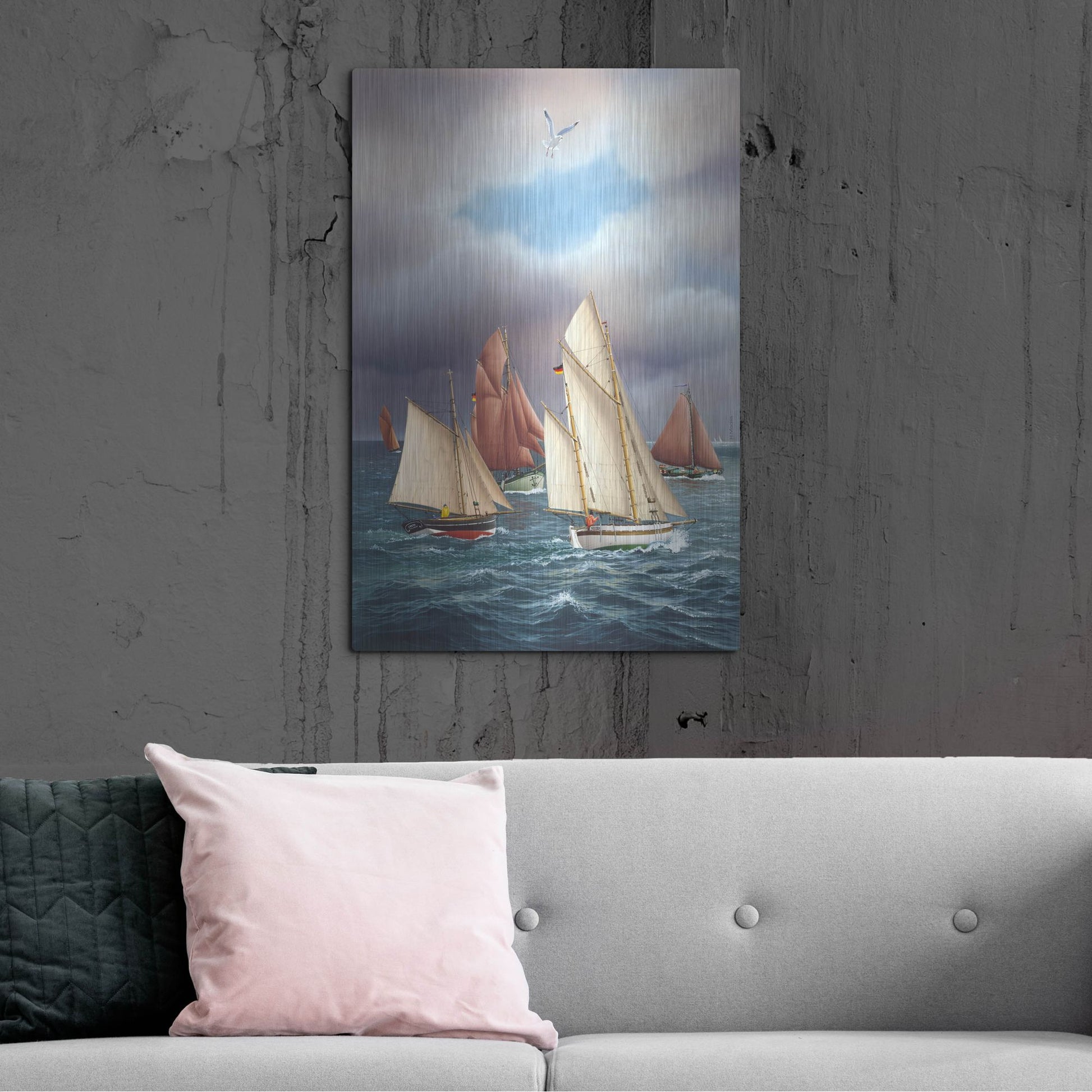 Luxe Metal Art 'Sailing Oldtimers' by Harro Maass, Metal Wall Art,24x36