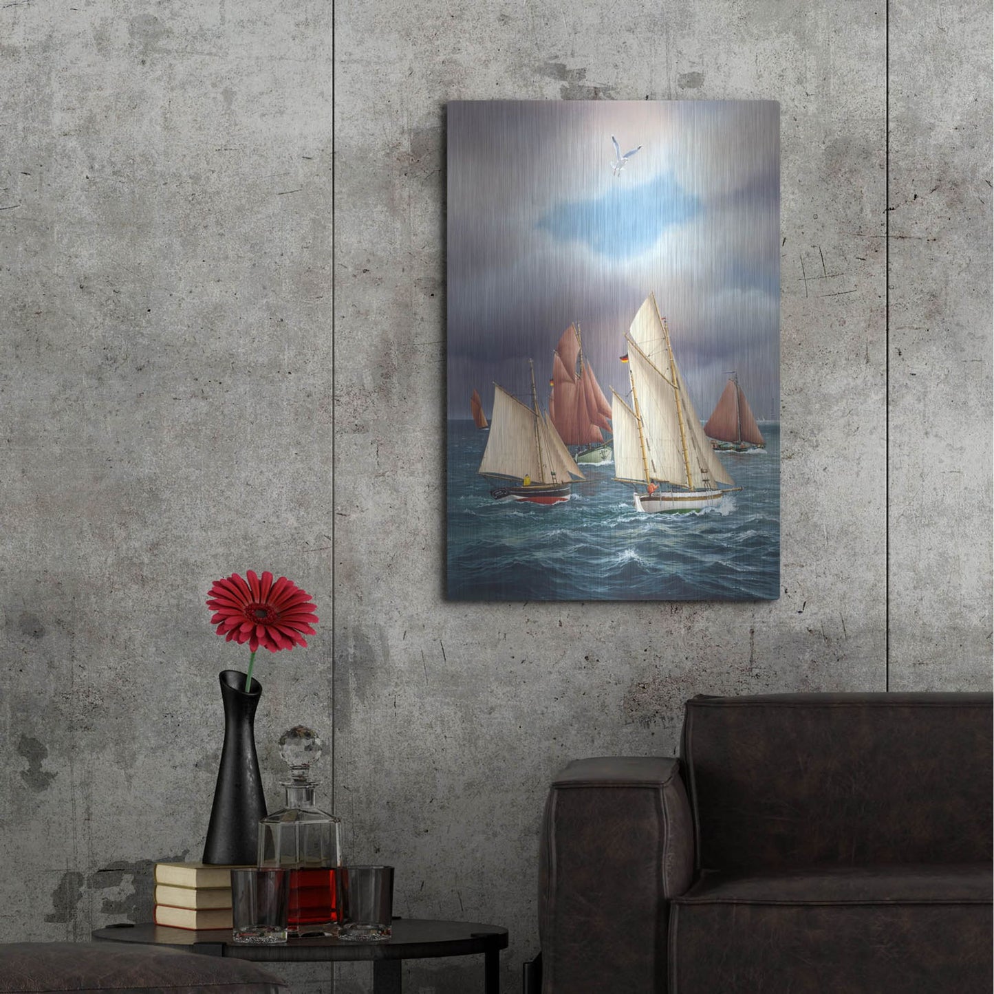 Luxe Metal Art 'Sailing Oldtimers' by Harro Maass, Metal Wall Art,24x36