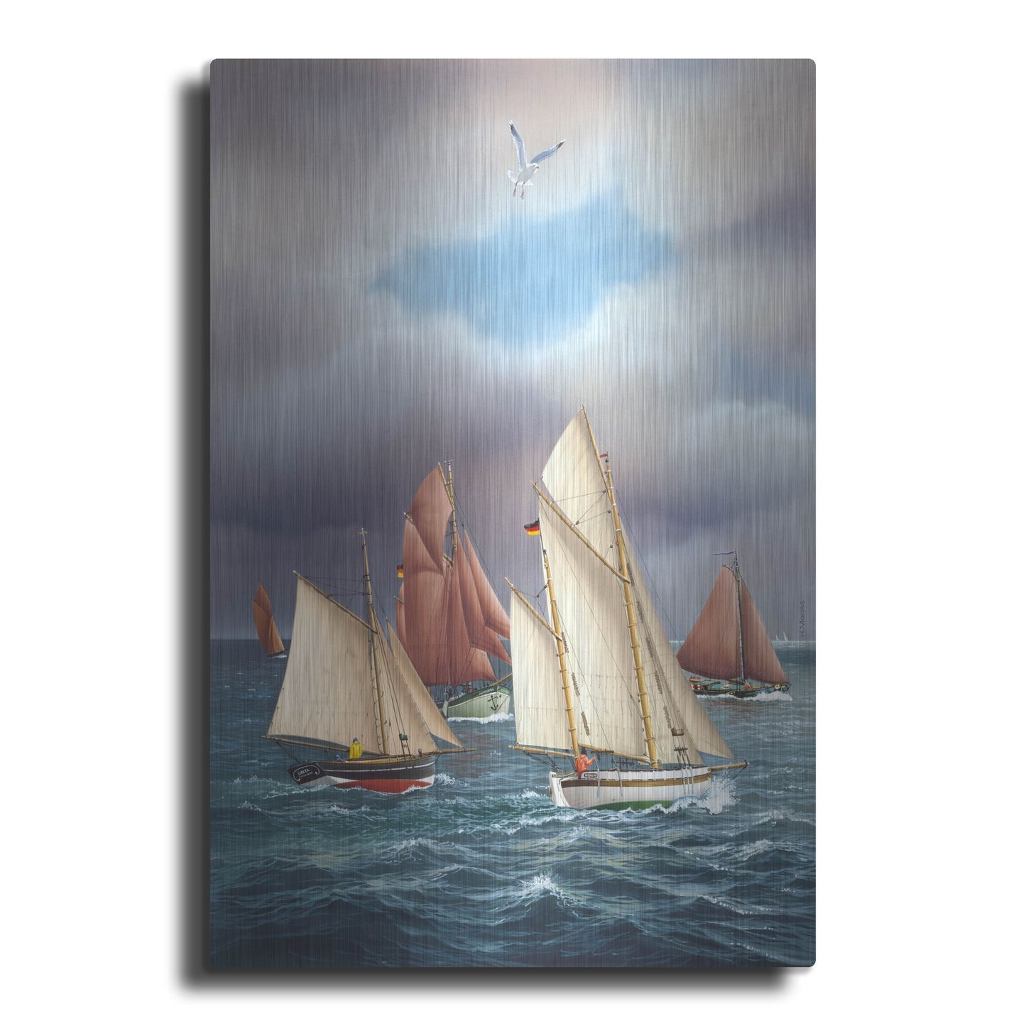 Luxe Metal Art 'Sailing Oldtimers' by Harro Maass, Metal Wall Art