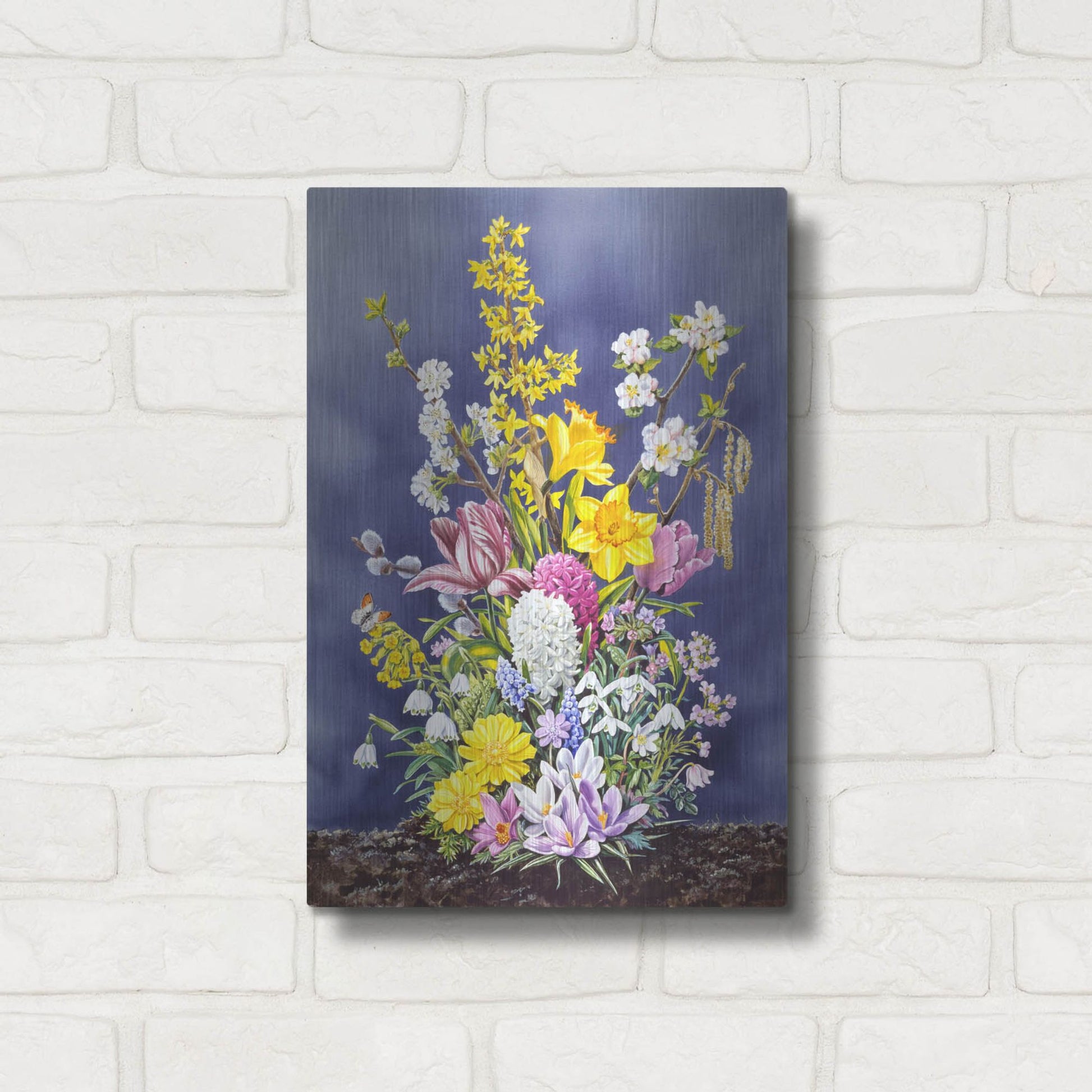 Luxe Metal Art 'Spring Flowers' by Harro Maass, Metal Wall Art,12x16