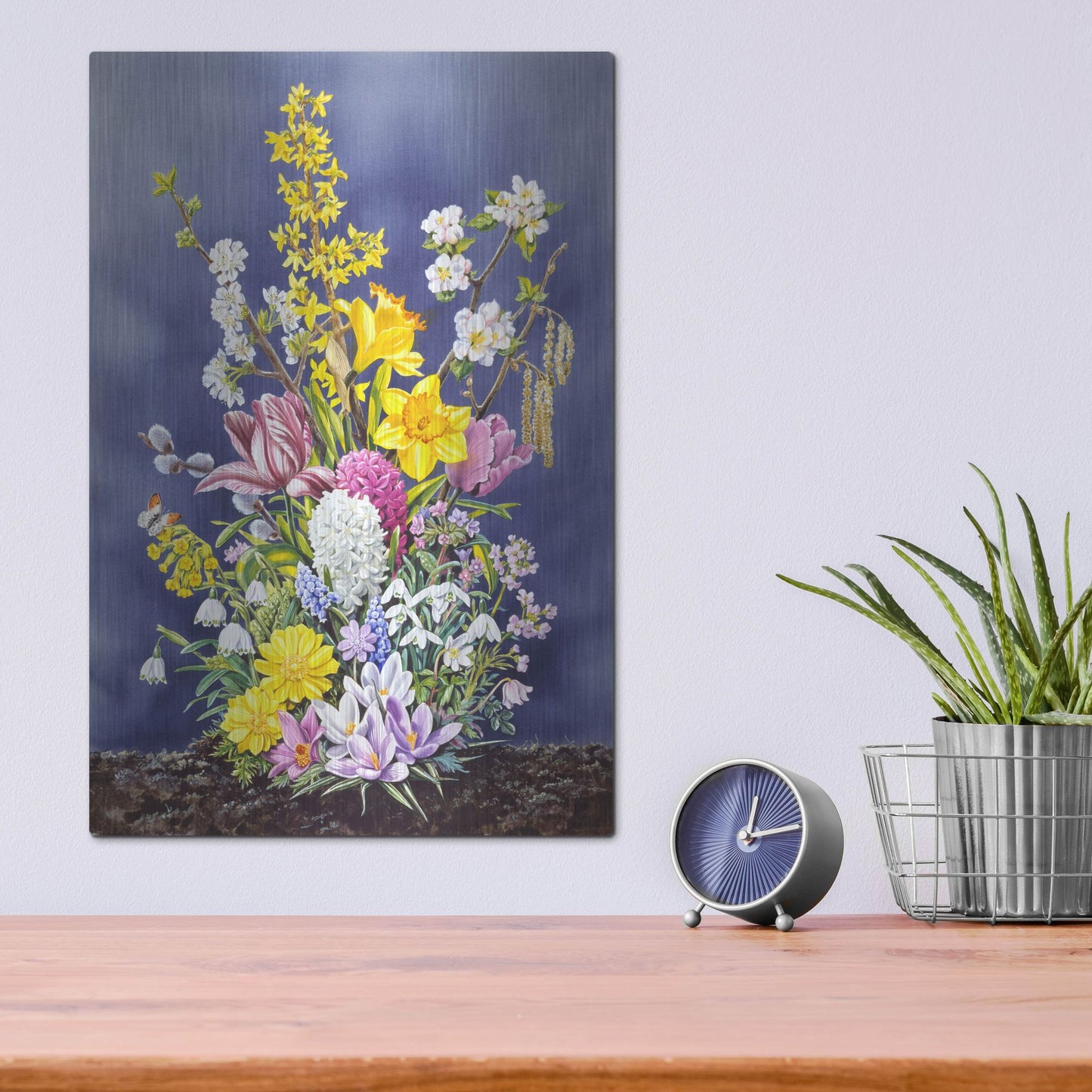 Luxe Metal Art 'Spring Flowers' by Harro Maass, Metal Wall Art,12x16