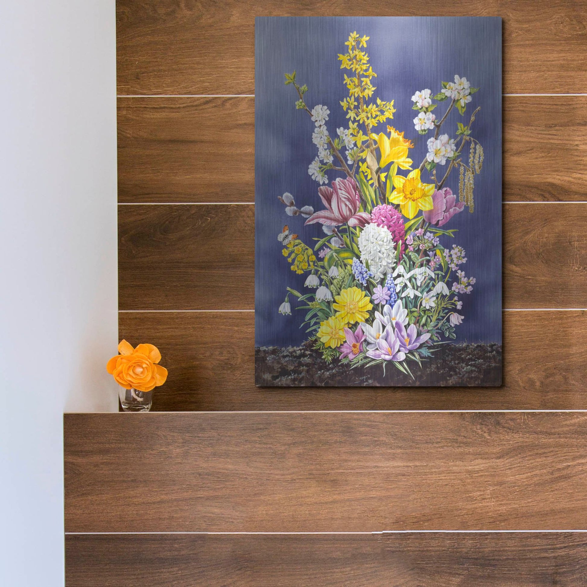 Luxe Metal Art 'Spring Flowers' by Harro Maass, Metal Wall Art,12x16