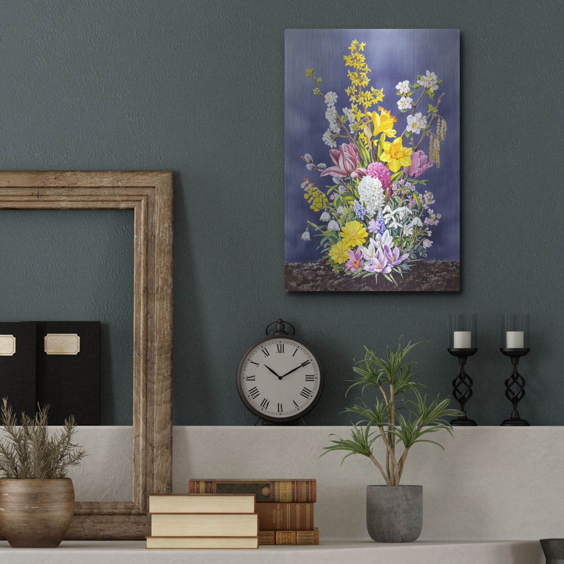 Luxe Metal Art 'Spring Flowers' by Harro Maass, Metal Wall Art,12x16