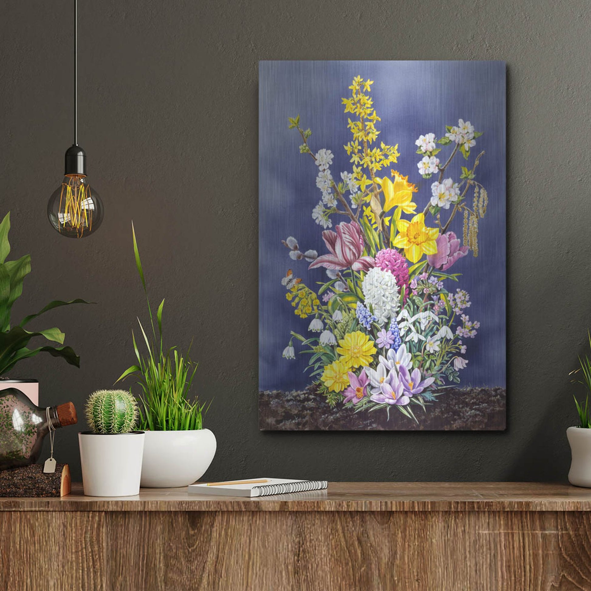 Luxe Metal Art 'Spring Flowers' by Harro Maass, Metal Wall Art,12x16