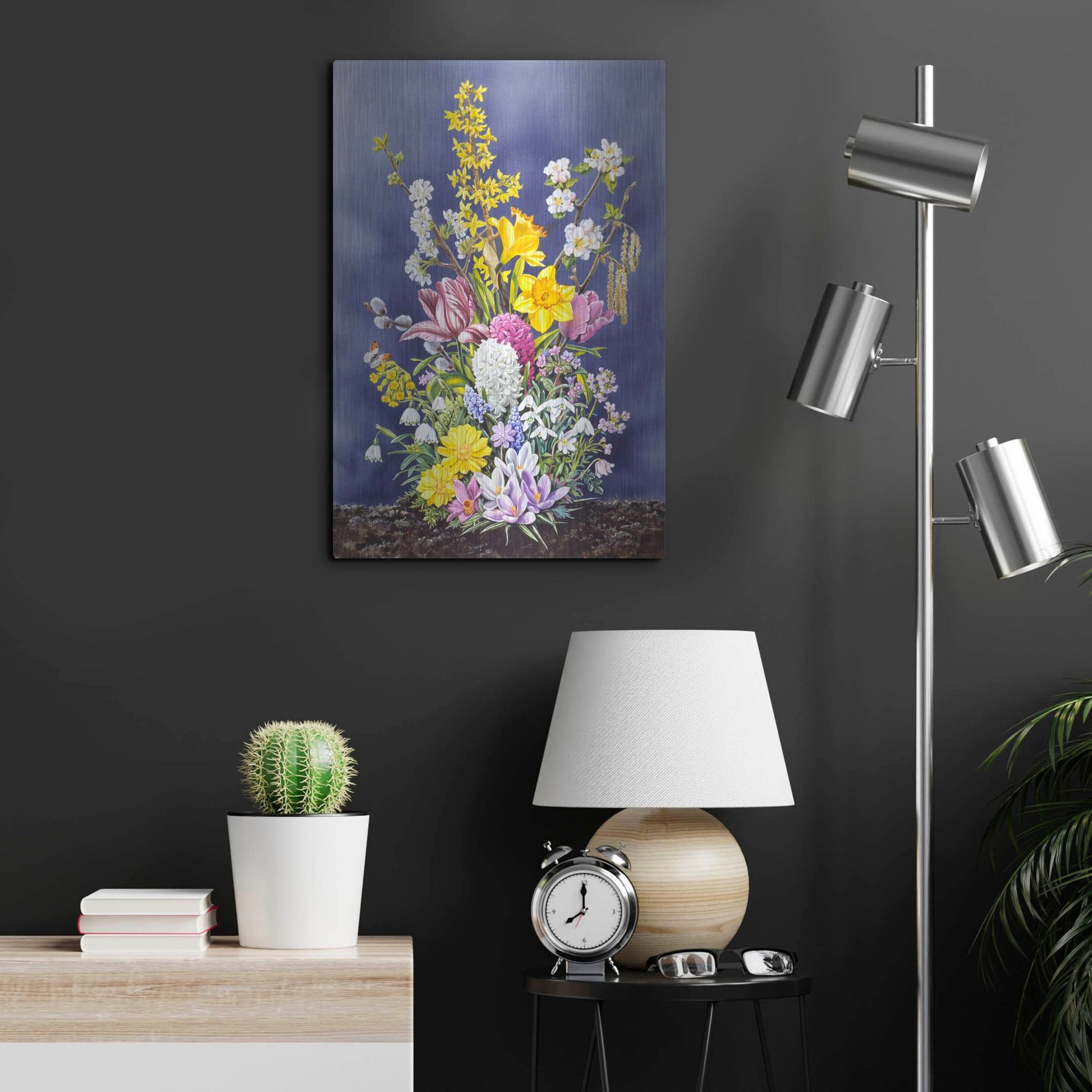 Luxe Metal Art 'Spring Flowers' by Harro Maass, Metal Wall Art,16x24