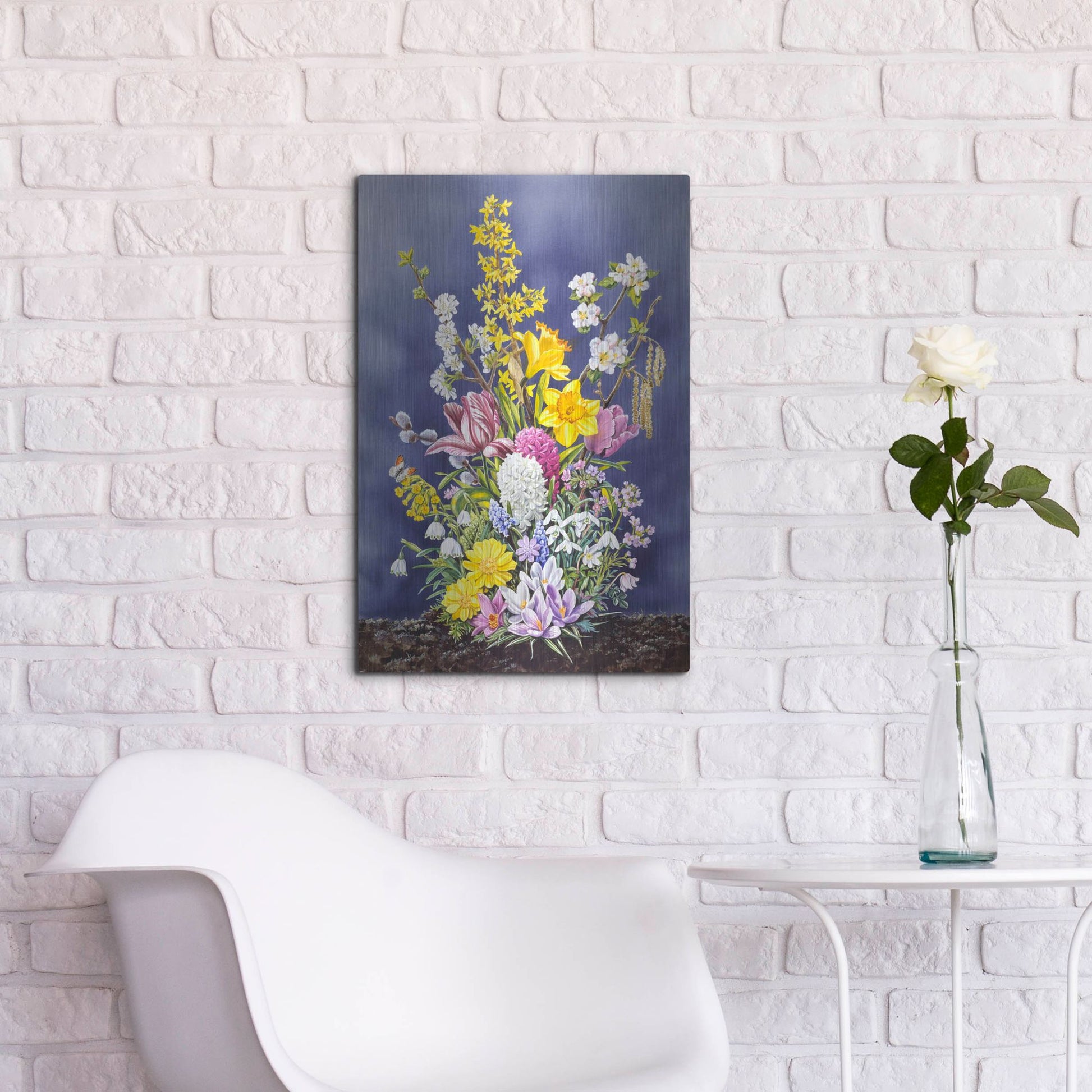 Luxe Metal Art 'Spring Flowers' by Harro Maass, Metal Wall Art,16x24