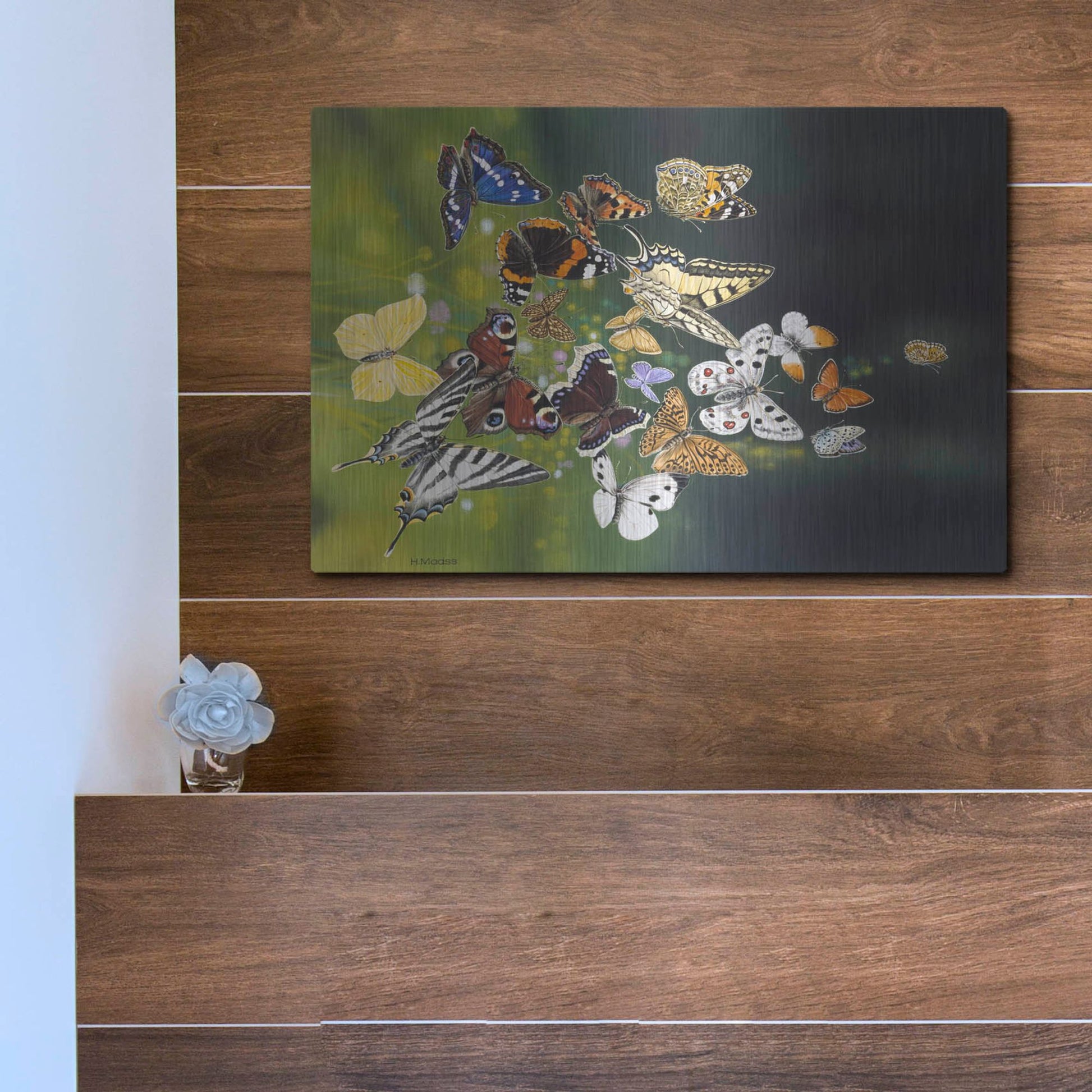 Luxe Metal Art 'Butterflies' by Harro Maass, Metal Wall Art,16x12