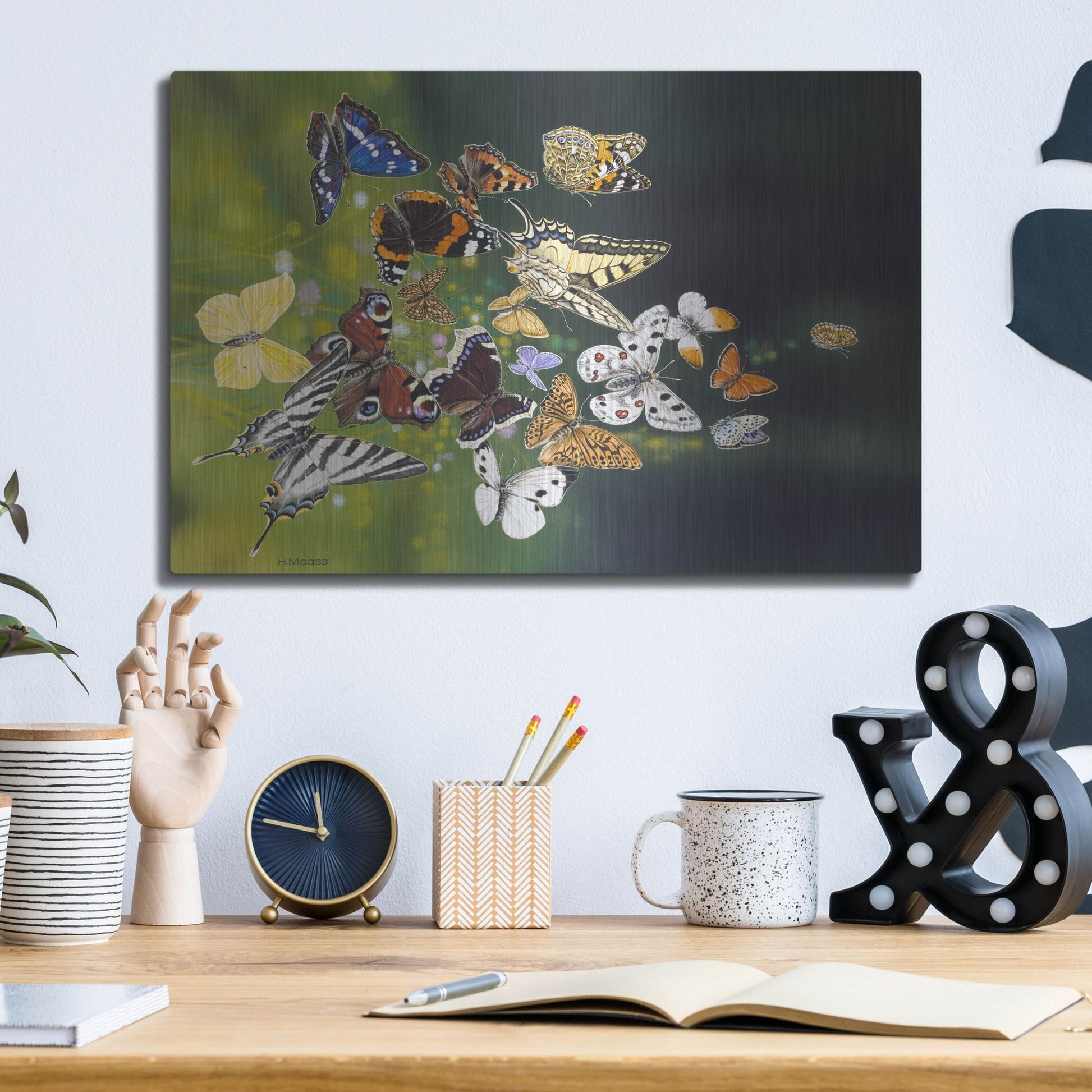 Luxe Metal Art 'Butterflies' by Harro Maass, Metal Wall Art,16x12