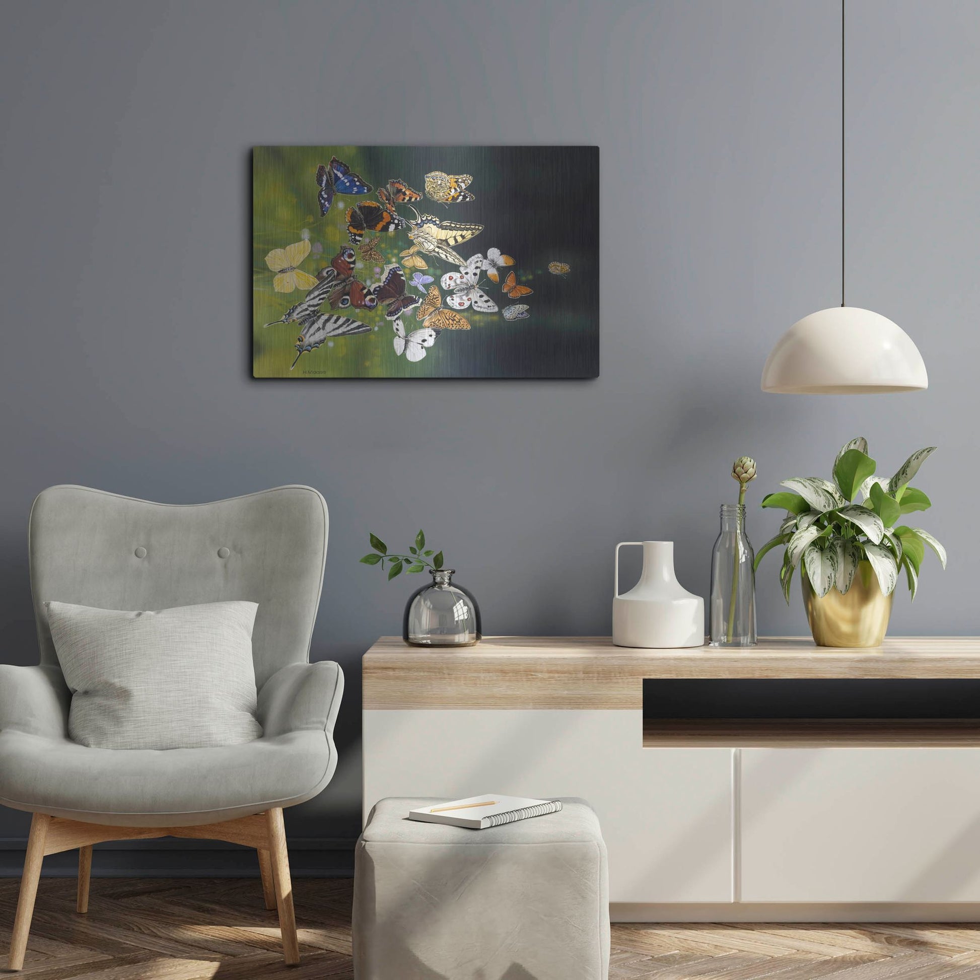 Luxe Metal Art 'Butterflies' by Harro Maass, Metal Wall Art,24x16