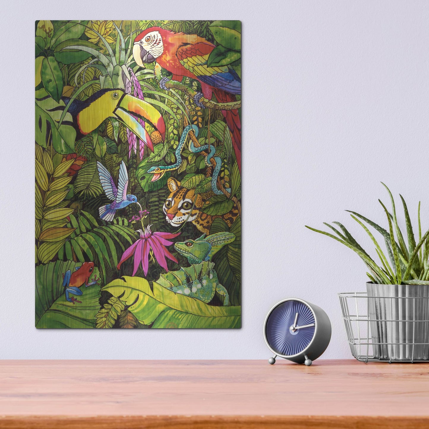 Luxe Metal Art 'Tropical Scenery' by Harro Maass, Metal Wall Art,12x16