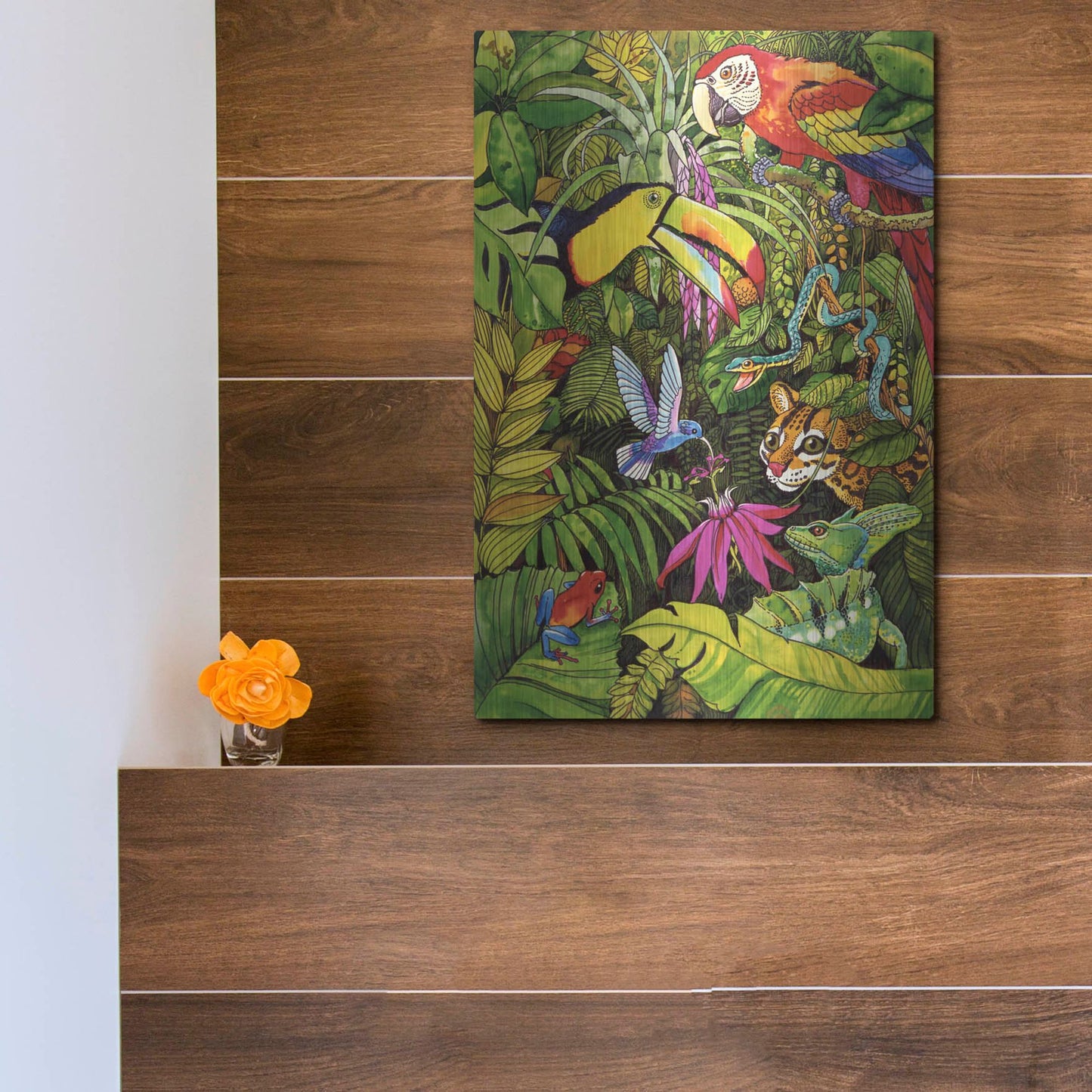 Luxe Metal Art 'Tropical Scenery' by Harro Maass, Metal Wall Art,12x16