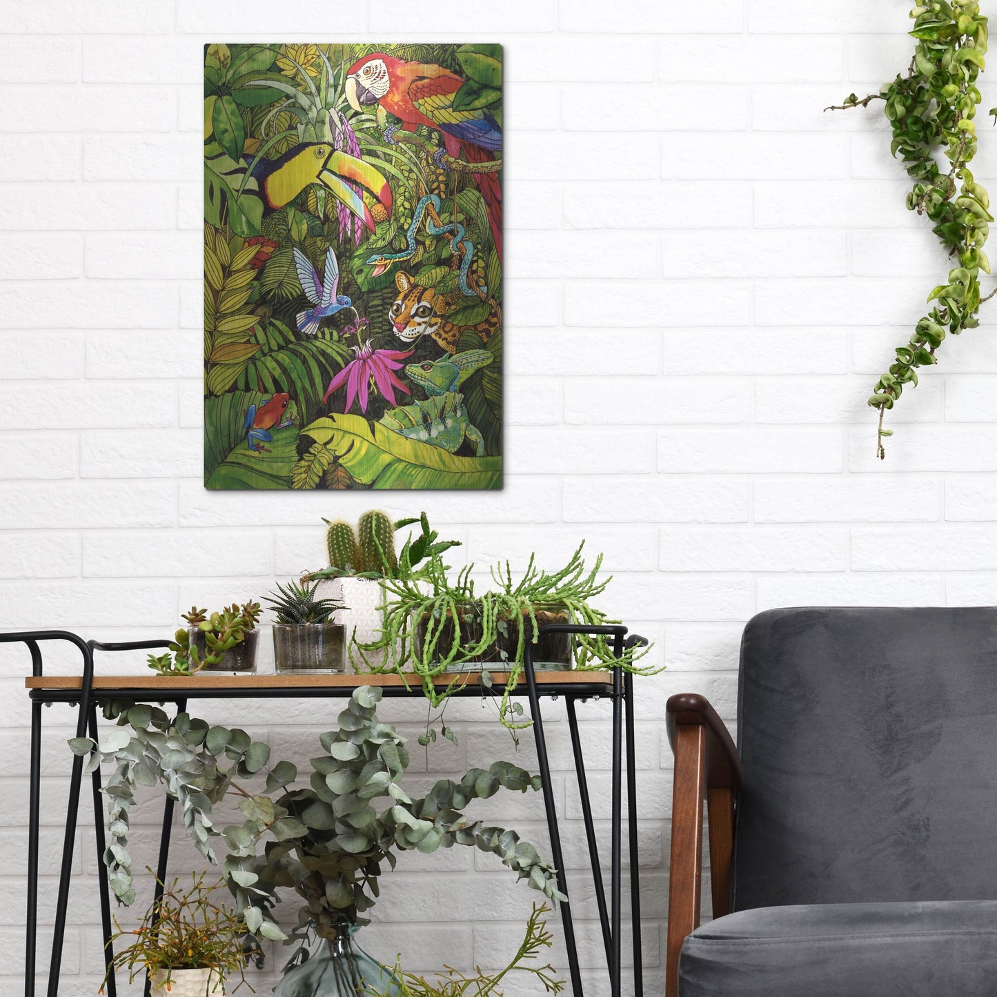 Luxe Metal Art 'Tropical Scenery' by Harro Maass, Metal Wall Art,12x16