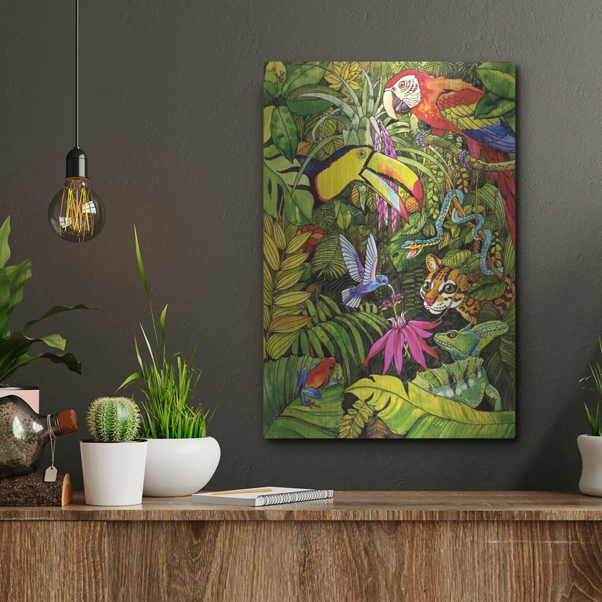 Luxe Metal Art 'Tropical Scenery' by Harro Maass, Metal Wall Art,12x16