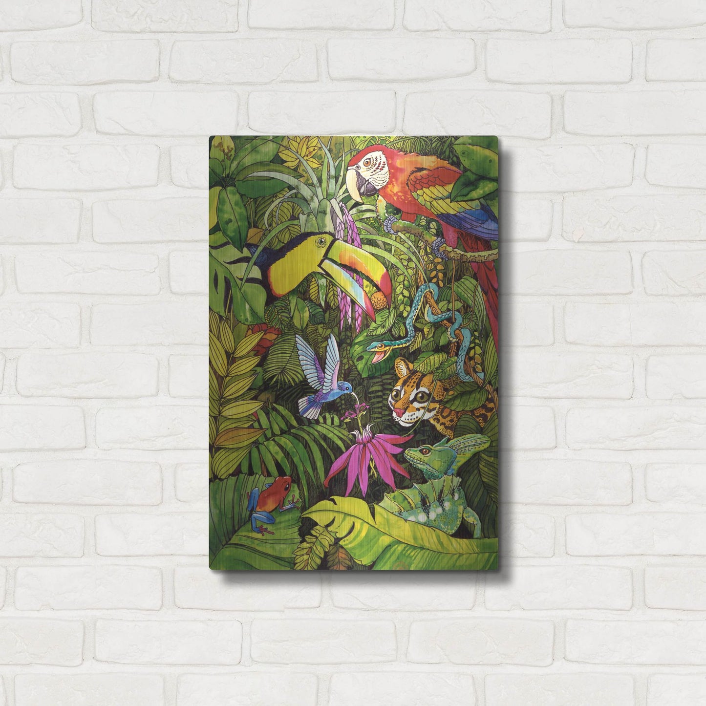 Luxe Metal Art 'Tropical Scenery' by Harro Maass, Metal Wall Art,16x24