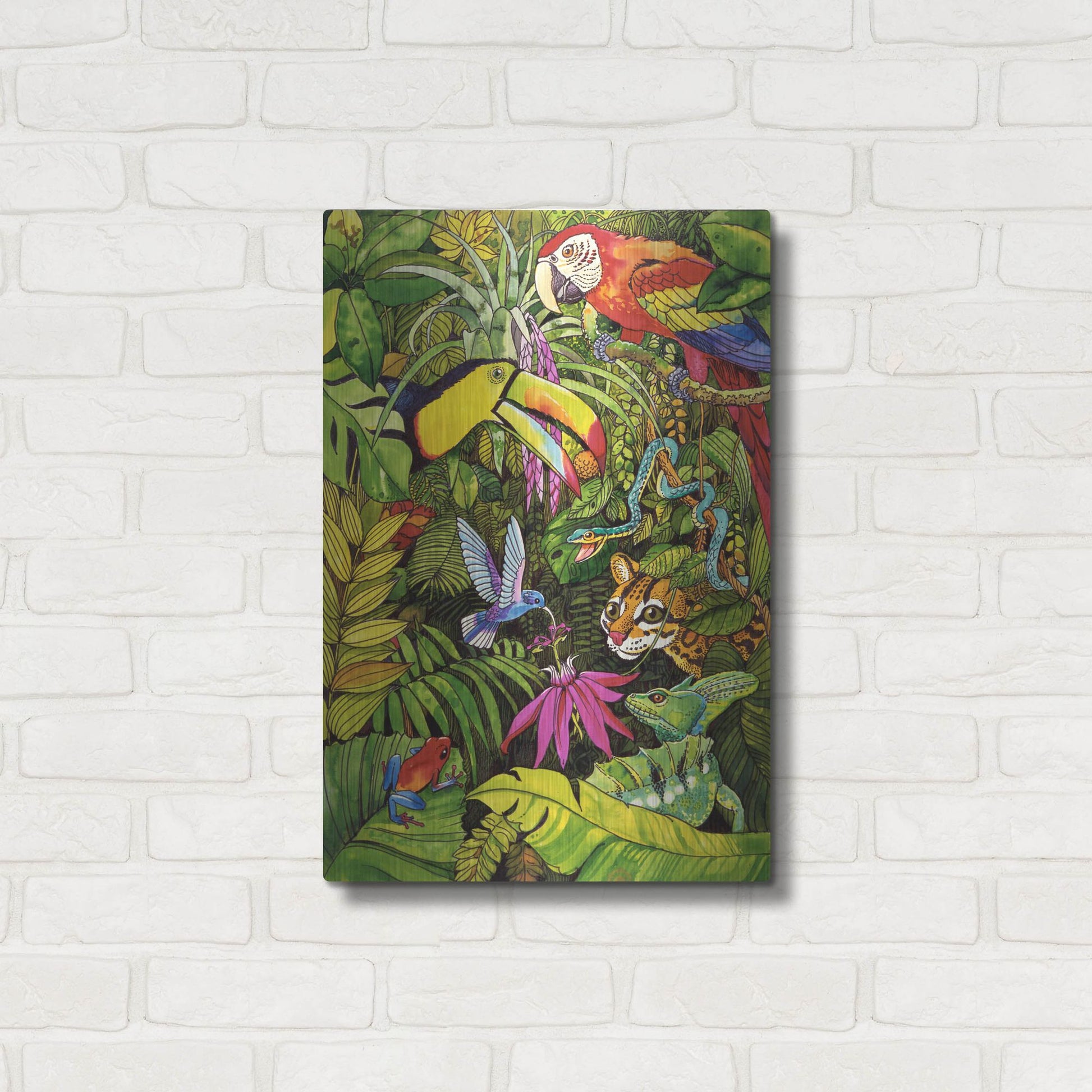 Luxe Metal Art 'Tropical Scenery' by Harro Maass, Metal Wall Art,16x24