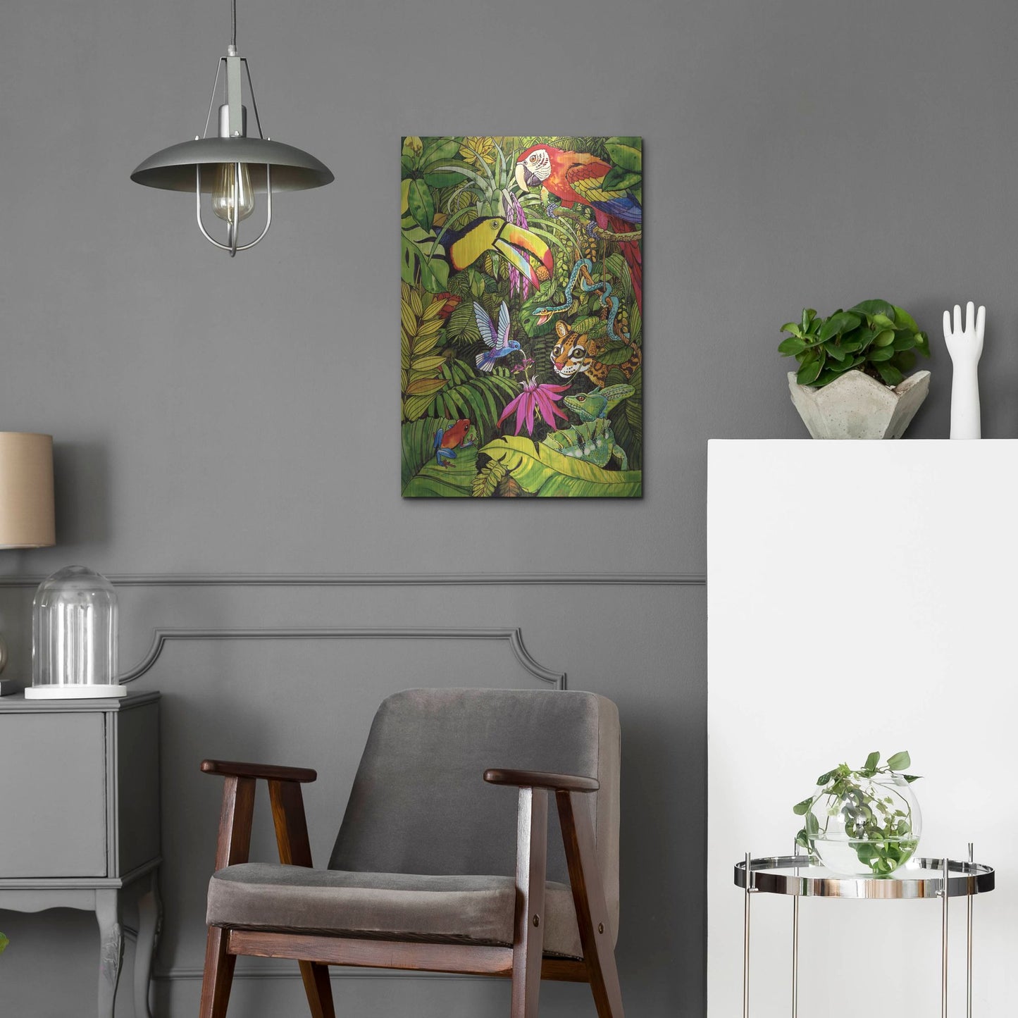 Luxe Metal Art 'Tropical Scenery' by Harro Maass, Metal Wall Art,16x24