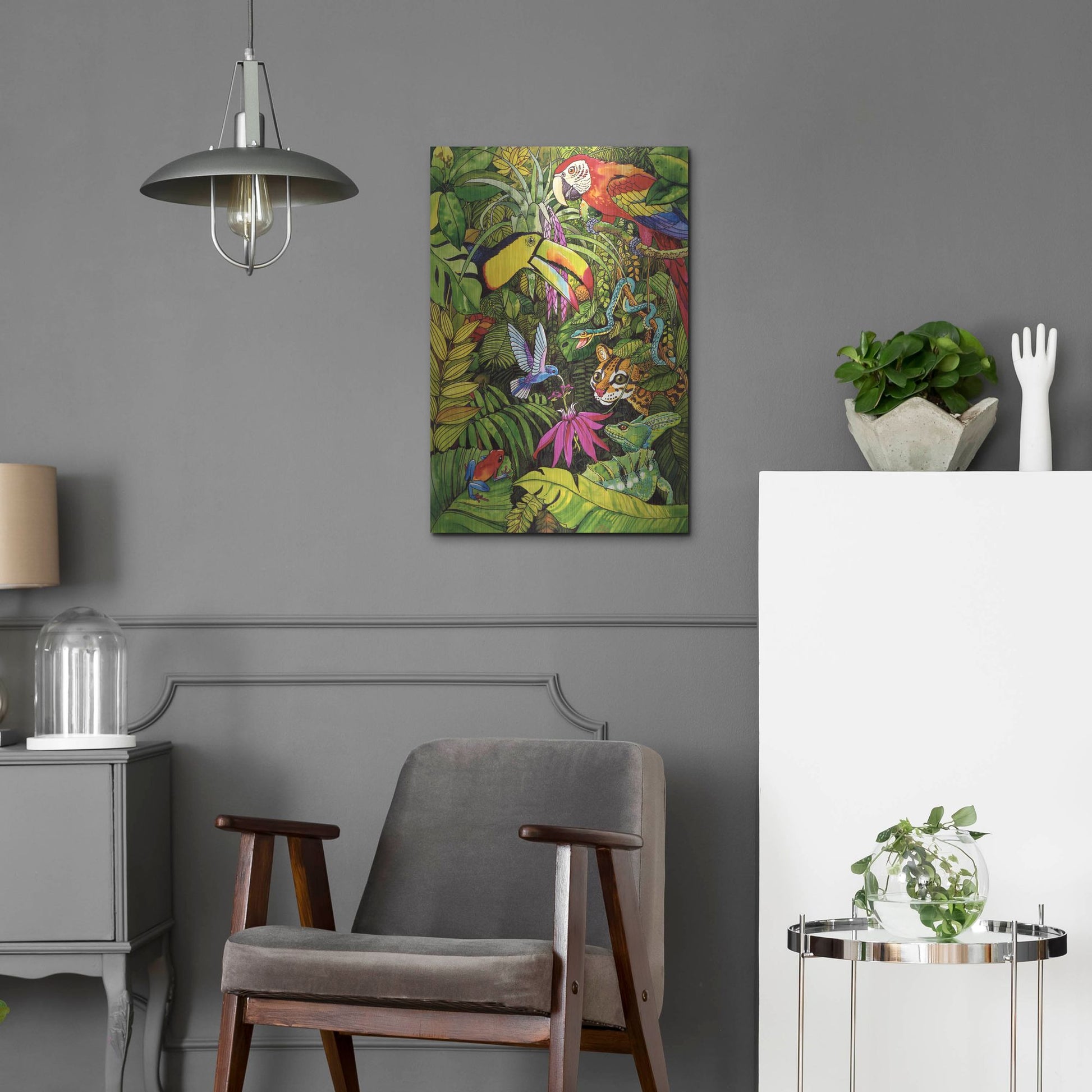 Luxe Metal Art 'Tropical Scenery' by Harro Maass, Metal Wall Art,16x24