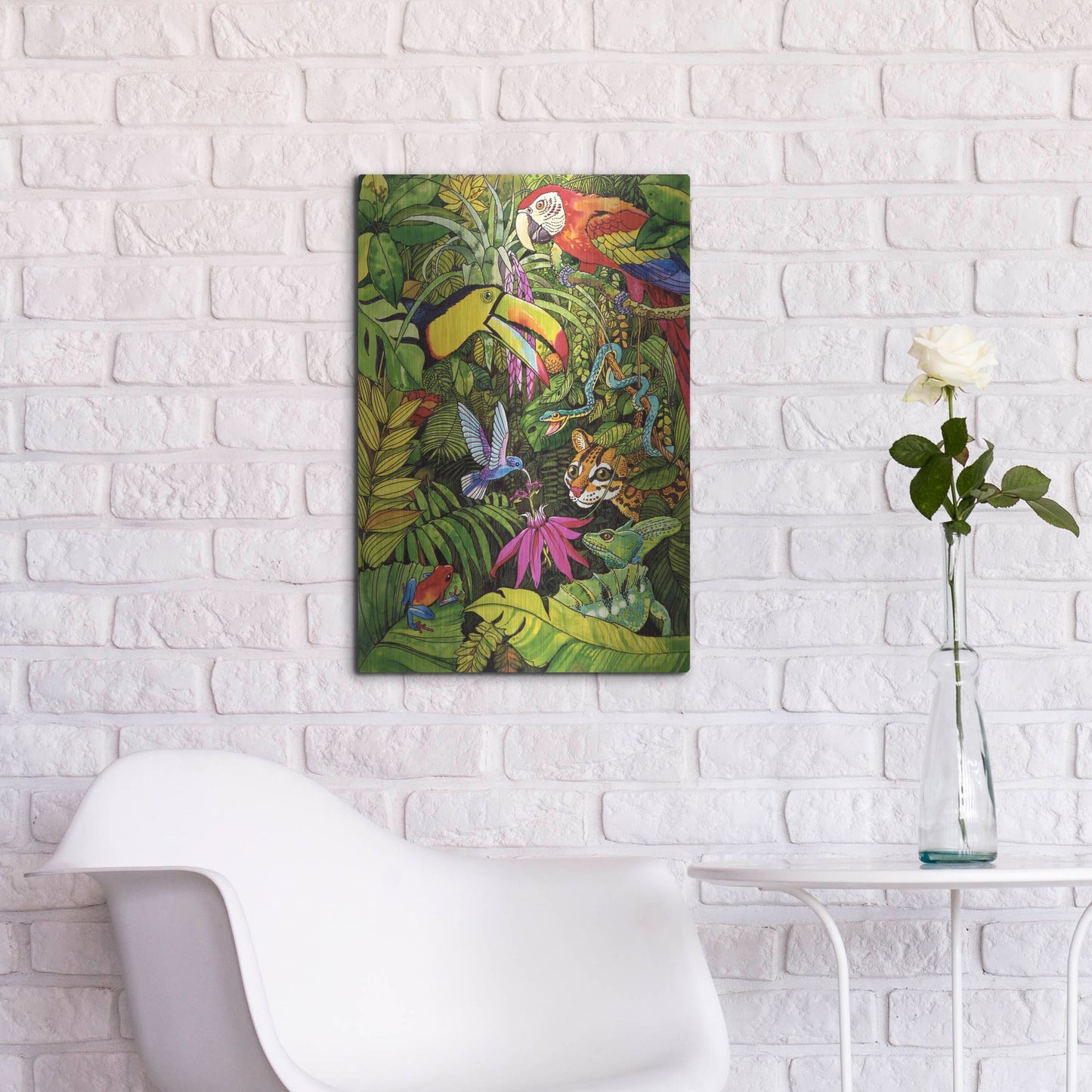 Luxe Metal Art 'Tropical Scenery' by Harro Maass, Metal Wall Art,16x24