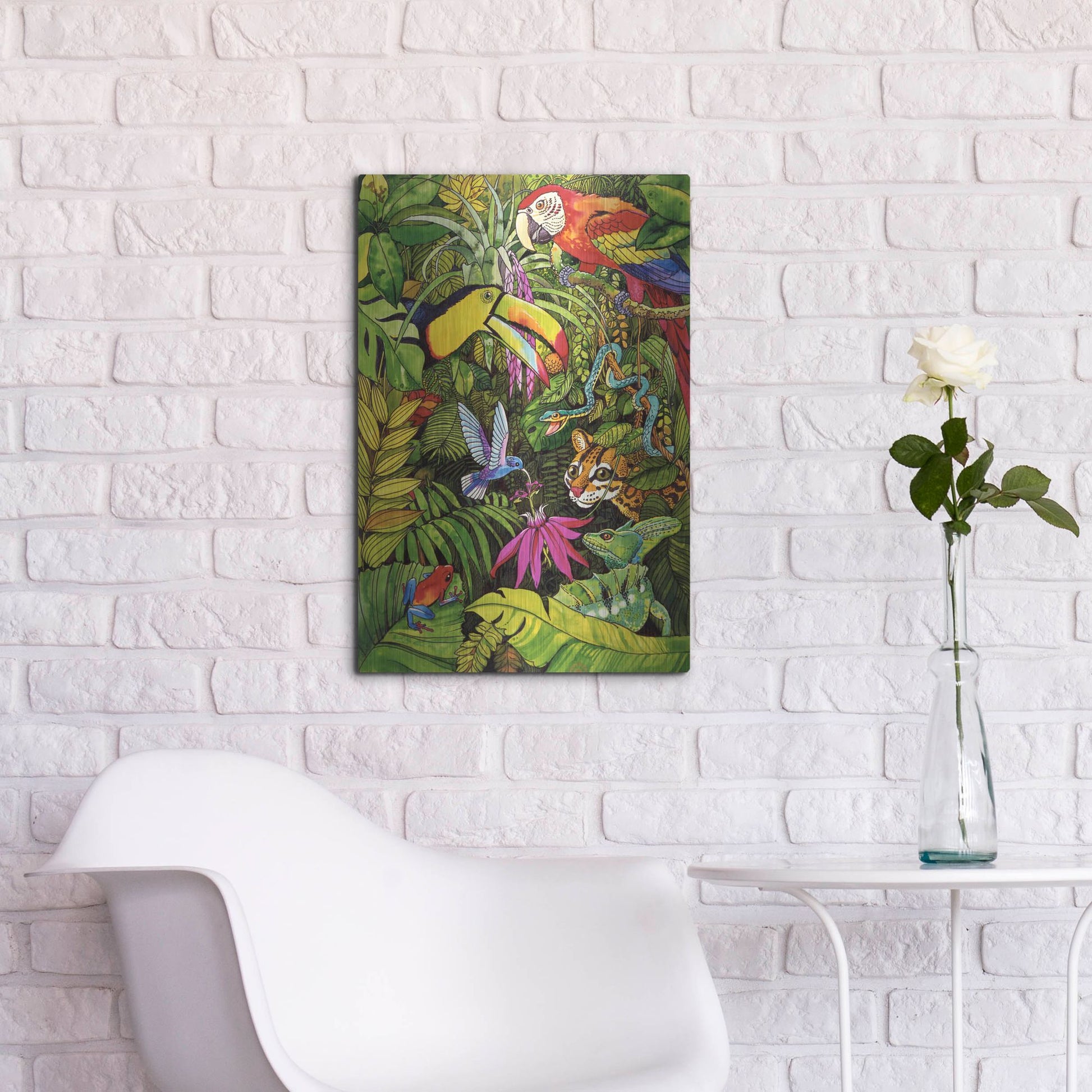 Luxe Metal Art 'Tropical Scenery' by Harro Maass, Metal Wall Art,16x24