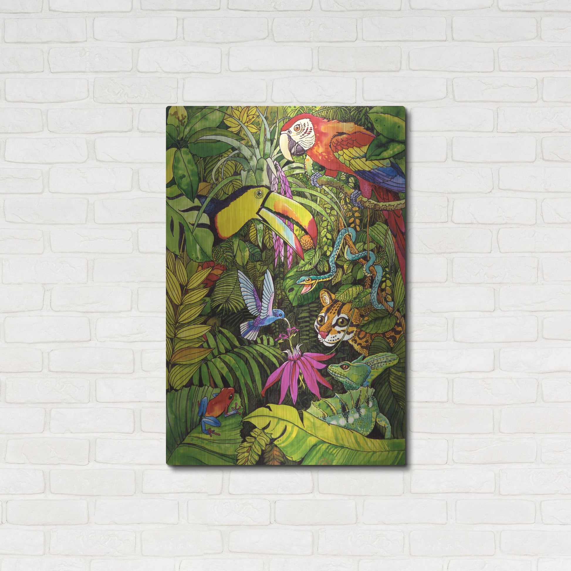 Luxe Metal Art 'Tropical Scenery' by Harro Maass, Metal Wall Art,24x36