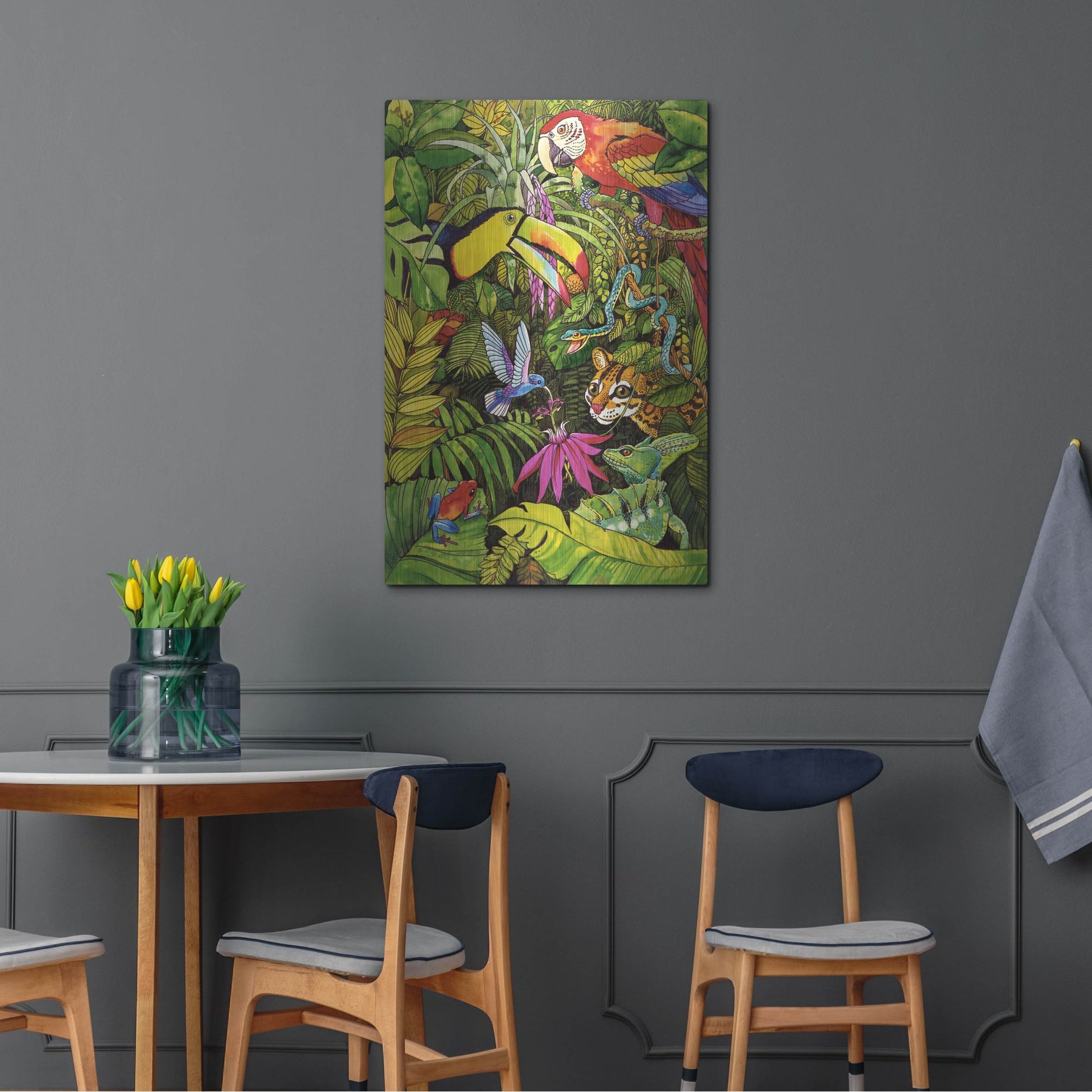 Luxe Metal Art 'Tropical Scenery' by Harro Maass, Metal Wall Art,24x36