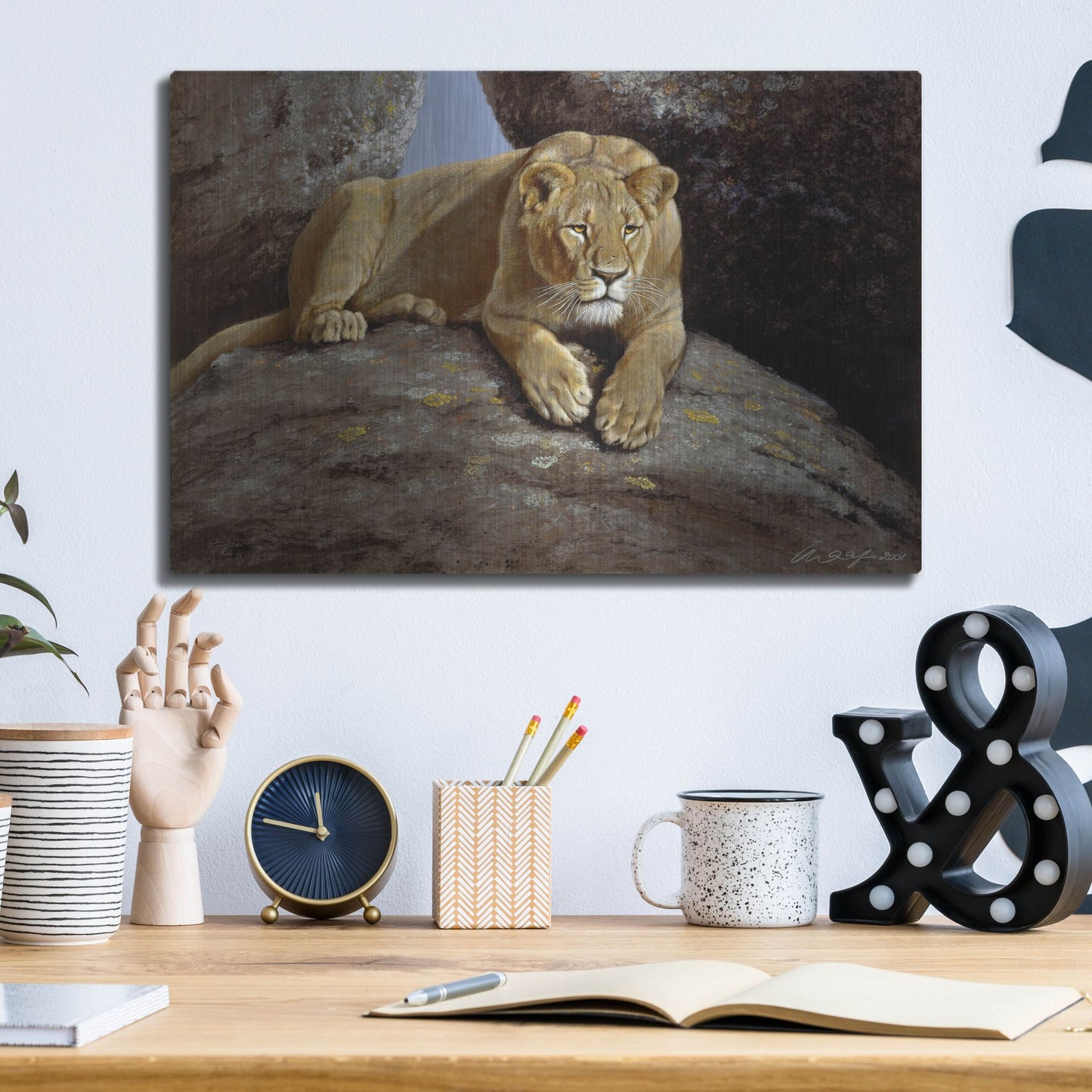 Luxe Metal Art 'Lioness' by Harro Maass, Metal Wall Art,16x12
