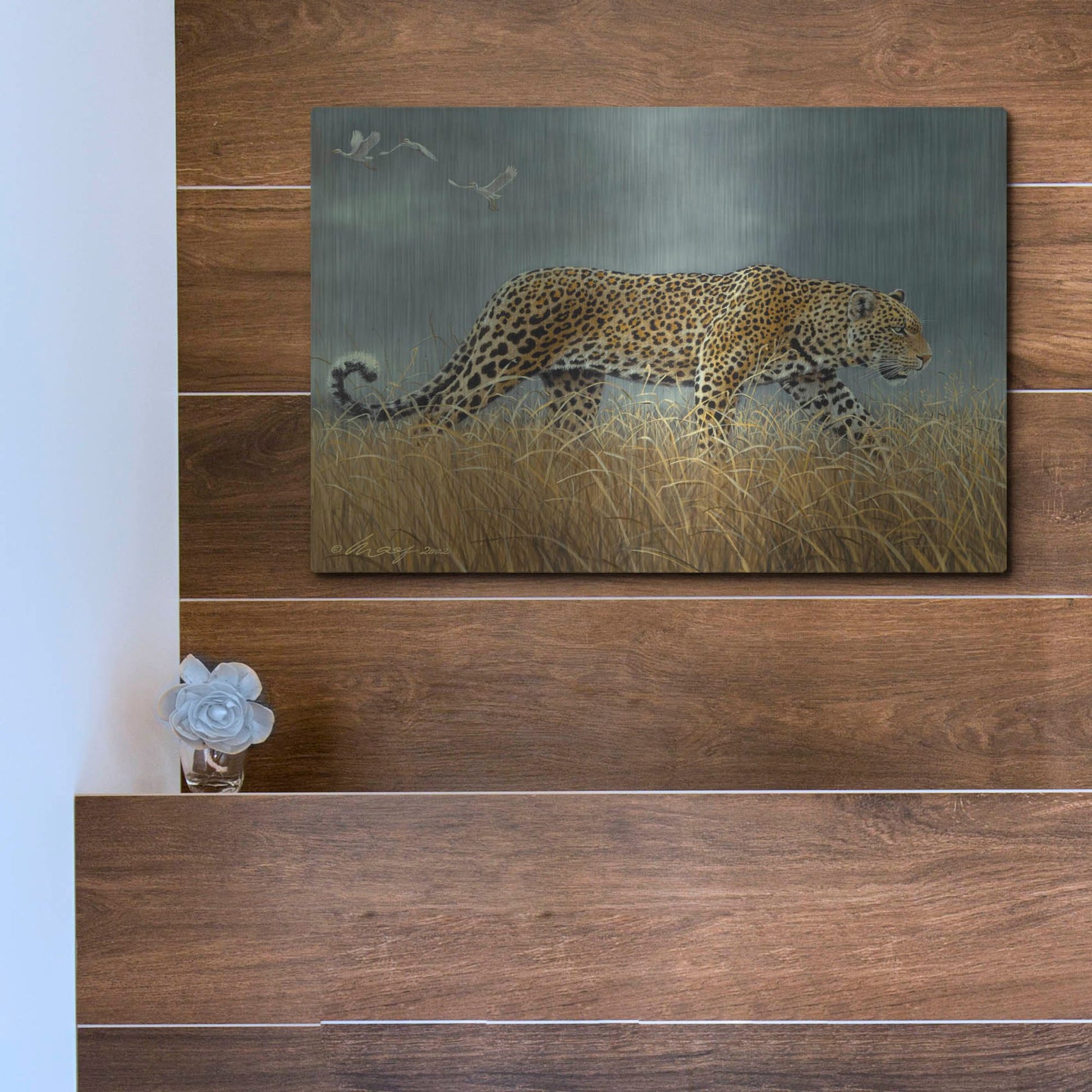 Luxe Metal Art 'Leopard 2' by Harro Maass, Metal Wall Art,16x12