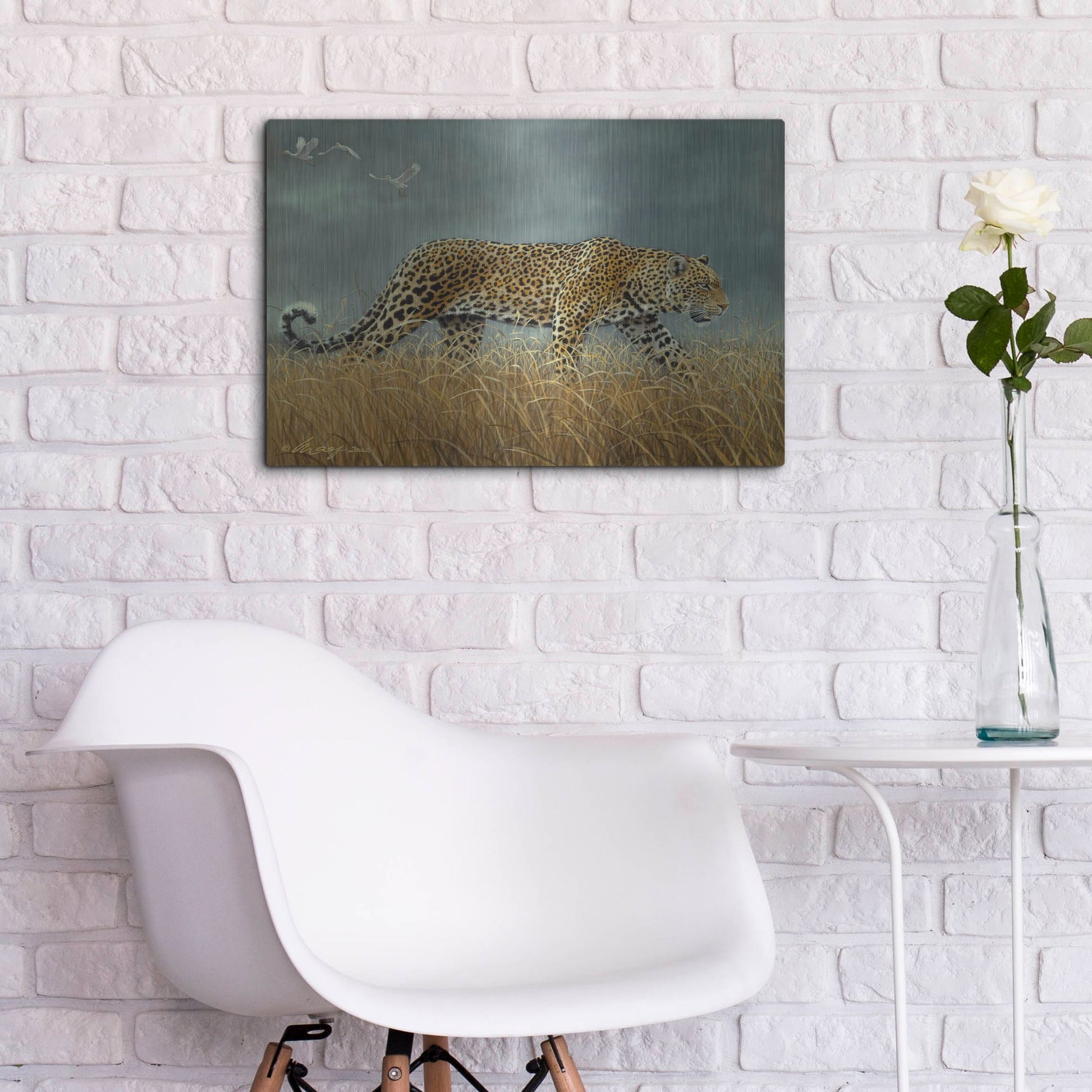 Luxe Metal Art 'Leopard 2' by Harro Maass, Metal Wall Art,24x16