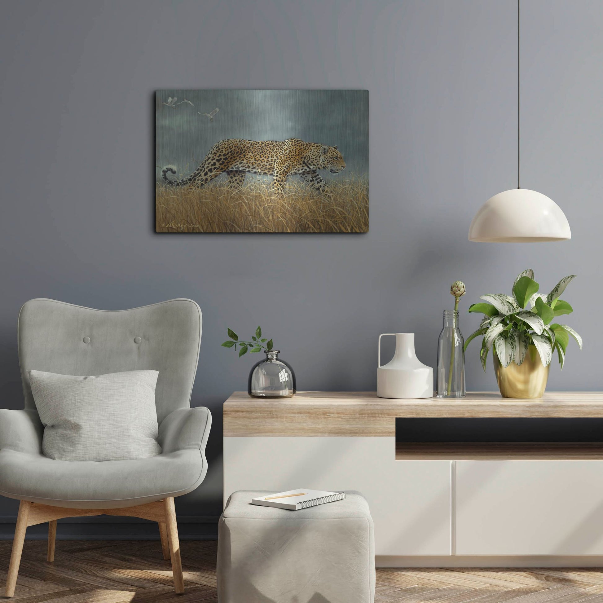 Luxe Metal Art 'Leopard 2' by Harro Maass, Metal Wall Art,24x16