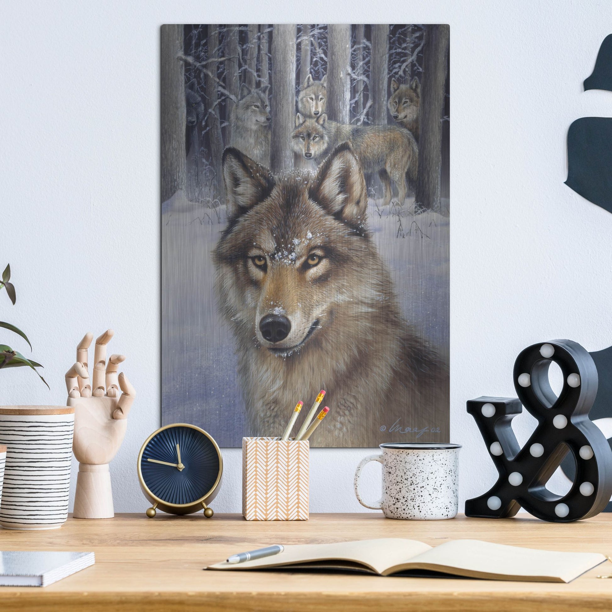 Luxe Metal Art 'Wolfpack' by Harro Maass, Metal Wall Art,12x16