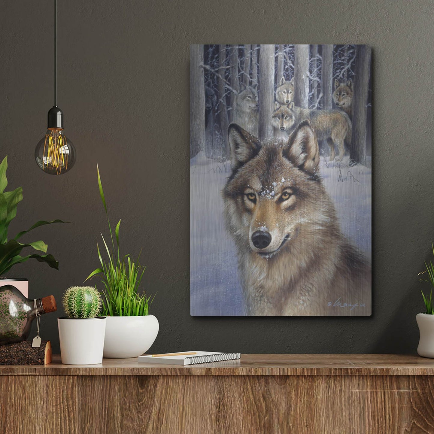 Luxe Metal Art 'Wolfpack' by Harro Maass, Metal Wall Art,12x16
