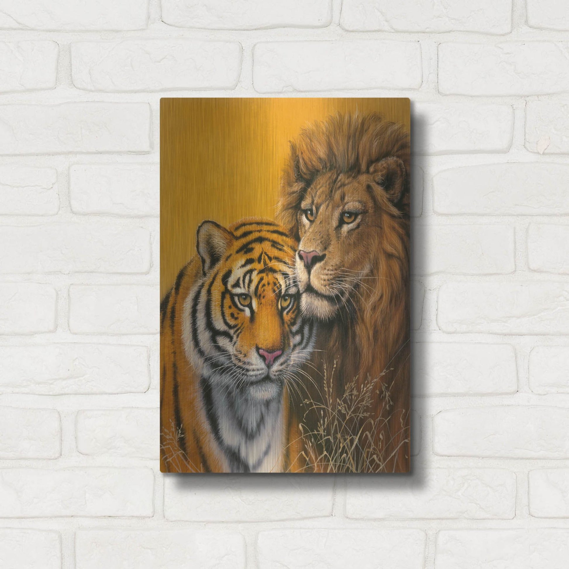 Luxe Metal Art 'Lion & Tiger' by Harro Maass, Metal Wall Art,12x16