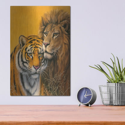 Luxe Metal Art 'Lion & Tiger' by Harro Maass, Metal Wall Art,12x16