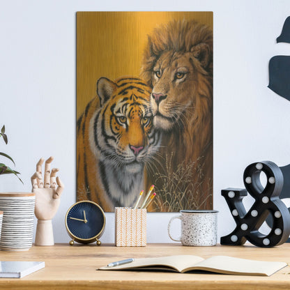 Luxe Metal Art 'Lion & Tiger' by Harro Maass, Metal Wall Art,12x16