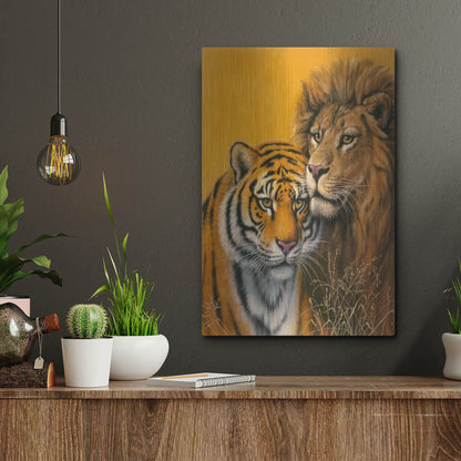 Luxe Metal Art 'Lion & Tiger' by Harro Maass, Metal Wall Art,12x16