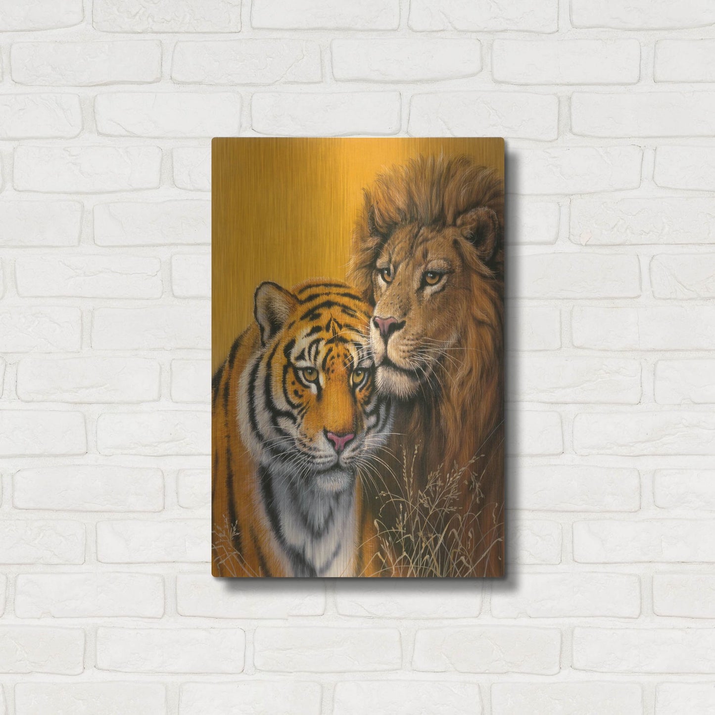 Luxe Metal Art 'Lion & Tiger' by Harro Maass, Metal Wall Art,16x24