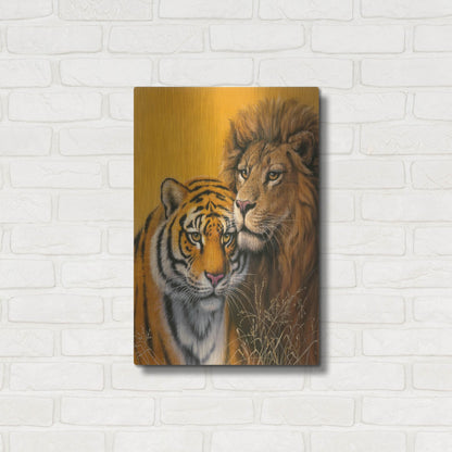 Luxe Metal Art 'Lion & Tiger' by Harro Maass, Metal Wall Art,16x24