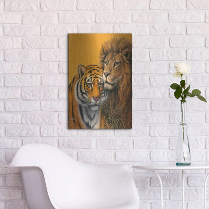 Luxe Metal Art 'Lion & Tiger' by Harro Maass, Metal Wall Art,16x24